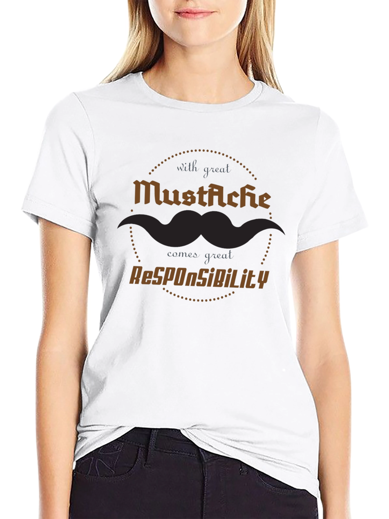Mustache Responsibility Graphic Tee - Premium Cotton Blend