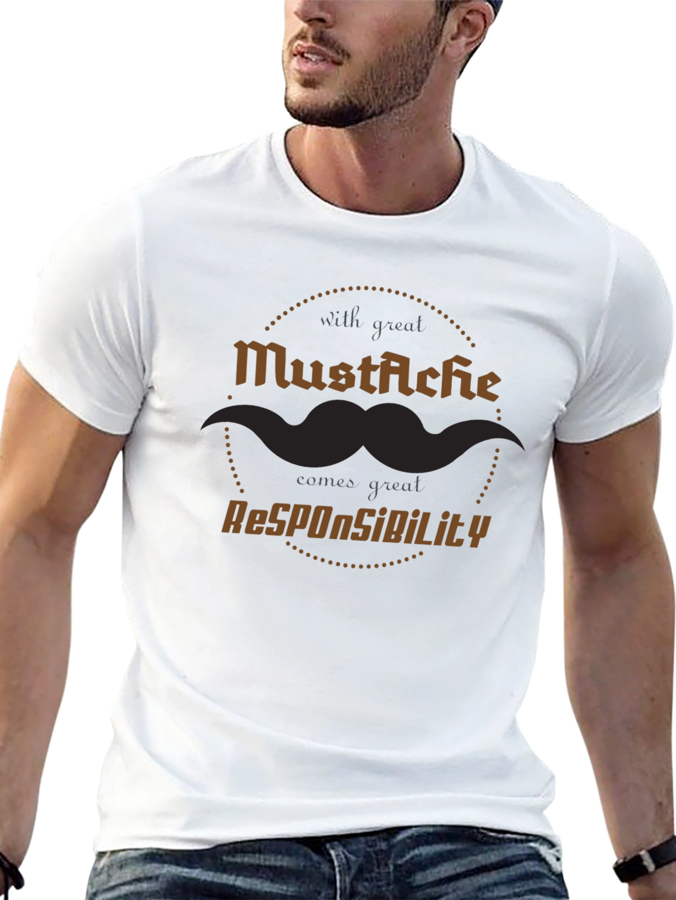 Mustache Responsibility Graphic Tee - Premium Cotton Blend