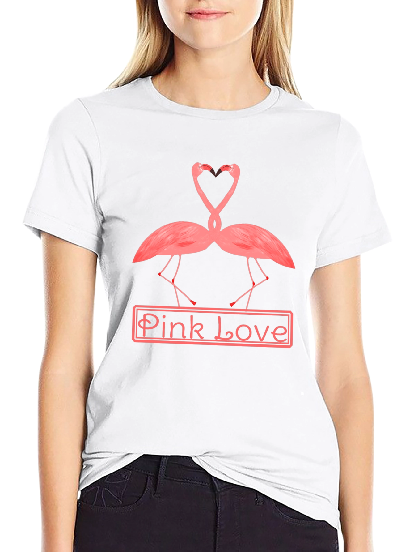 Pink Love Flamingo Graphic Tee