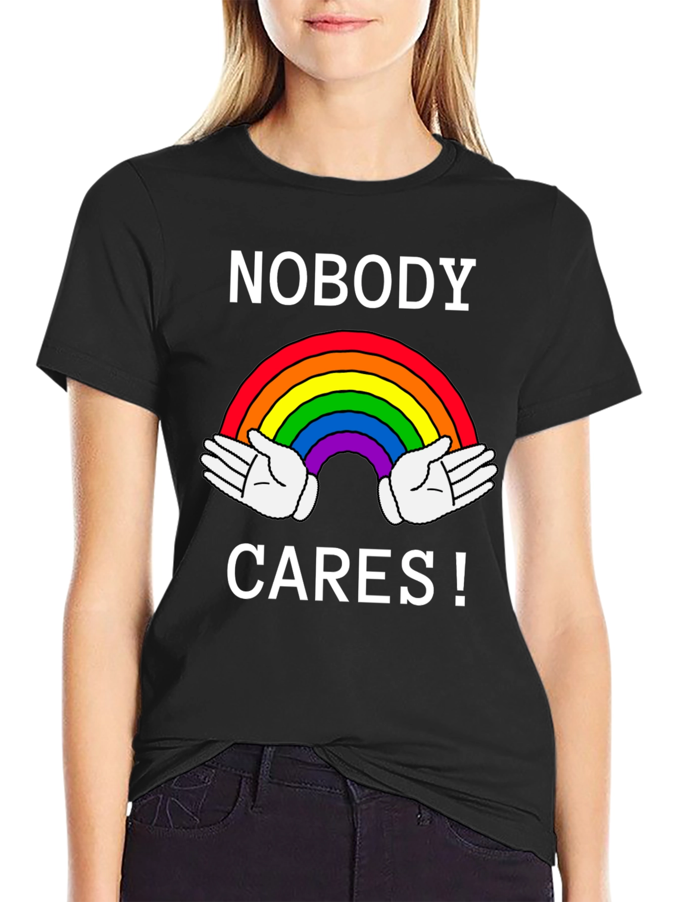 Nobody Cares Rainbow Graphic Tee