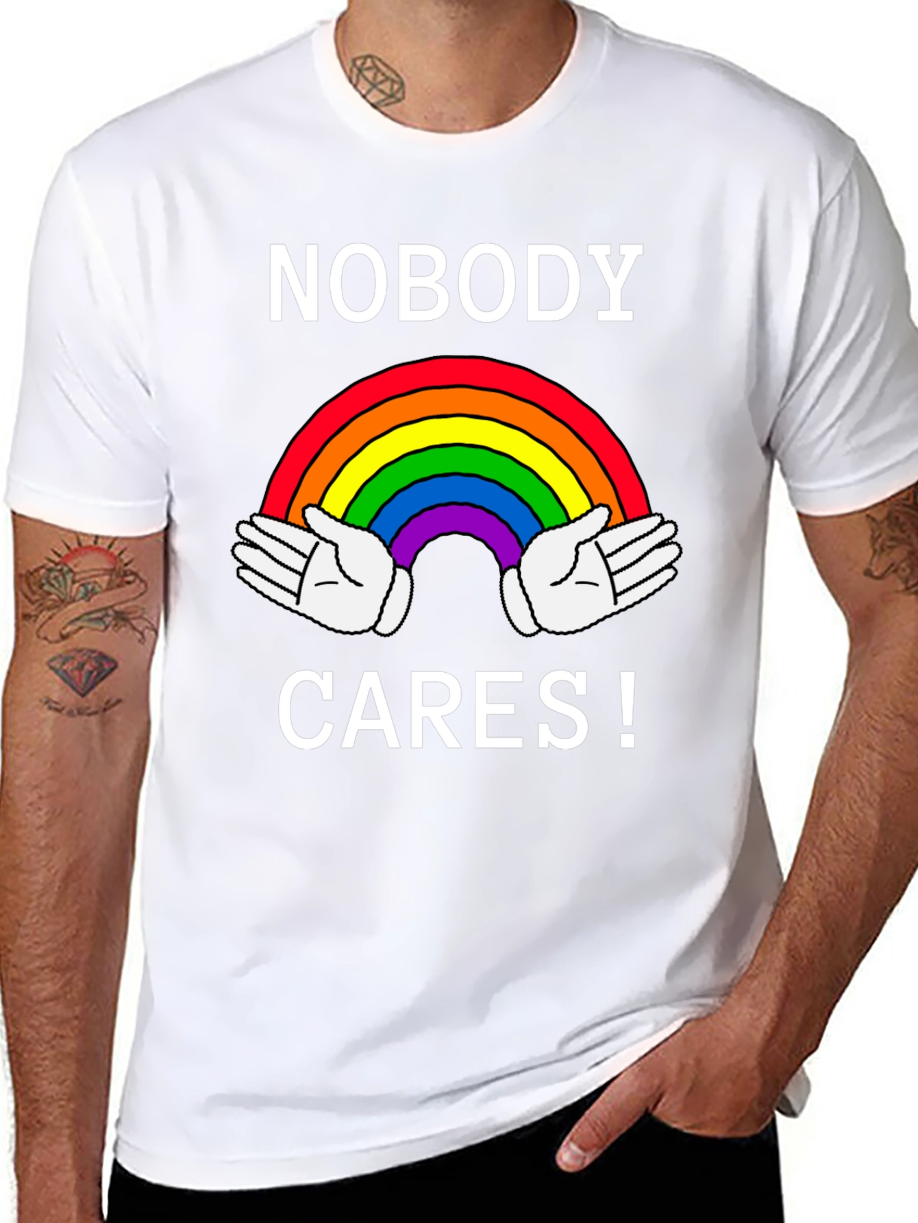 Nobody Cares Rainbow Graphic Tee
