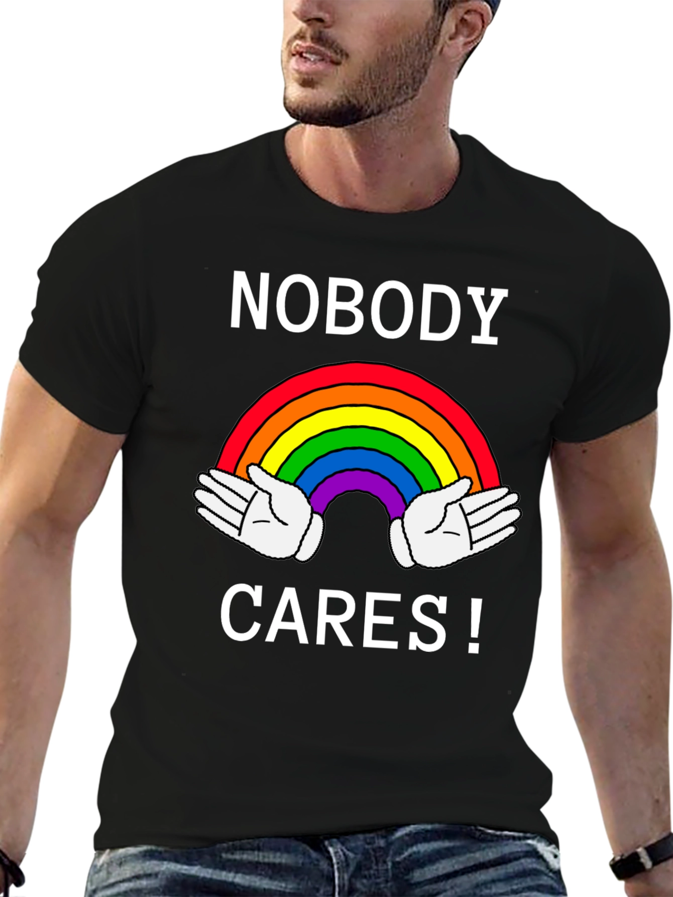 Nobody Cares Rainbow Graphic Tee