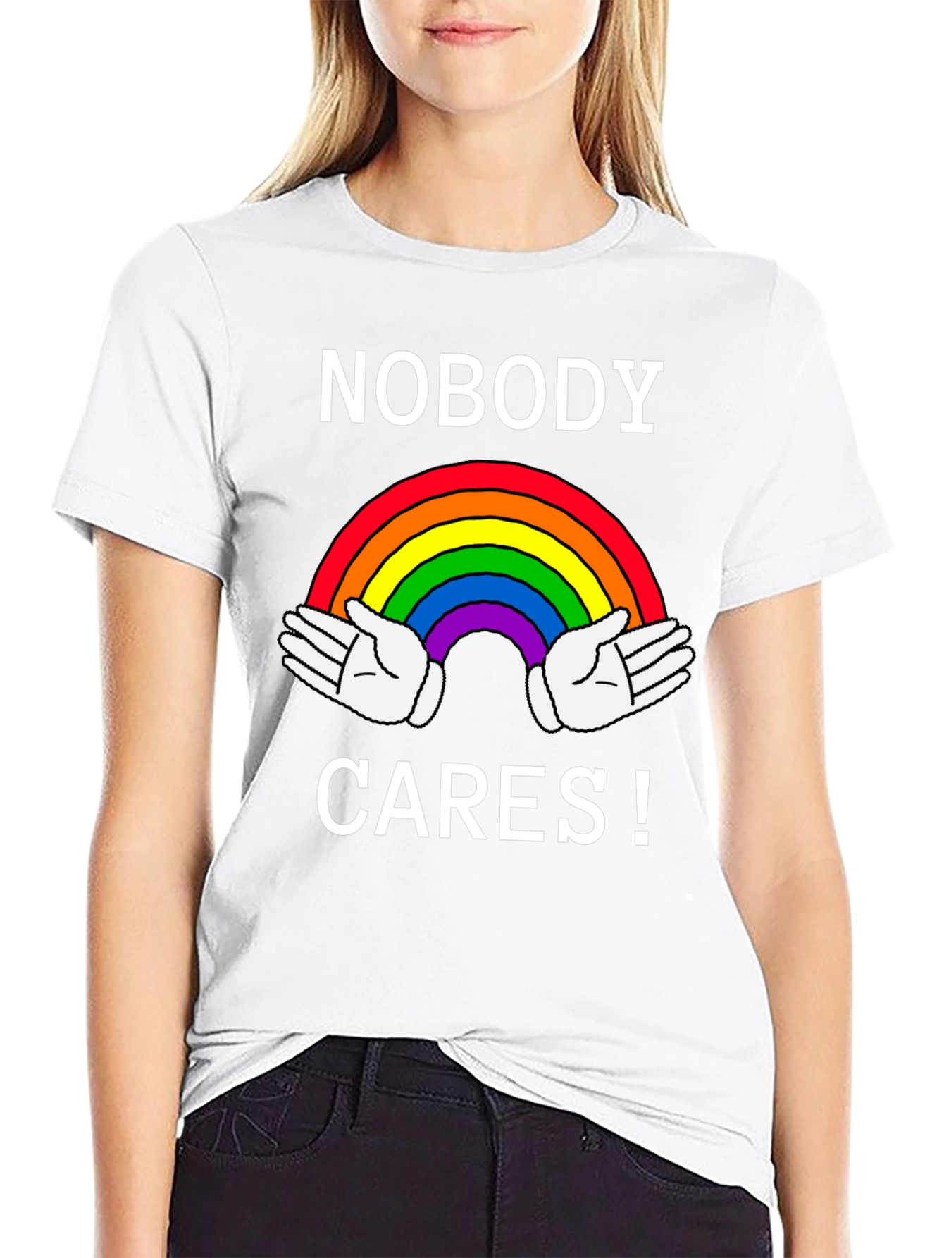 Nobody Cares Rainbow Graphic Tee