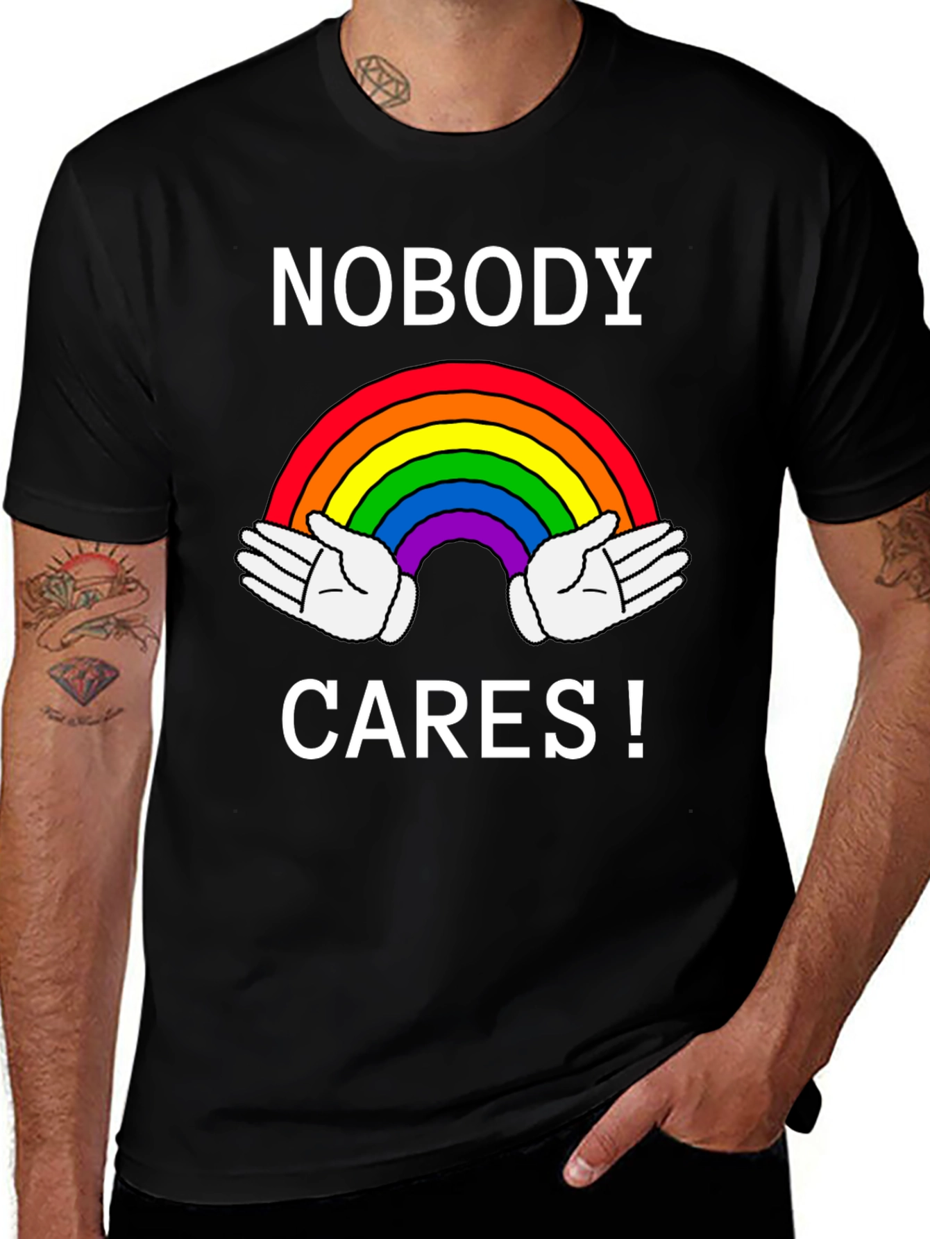 Nobody Cares Rainbow Graphic Tee