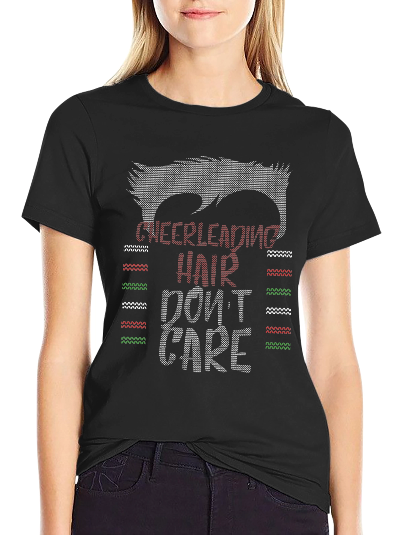 Cheerleading Hair Dont Care Black T-Shirt