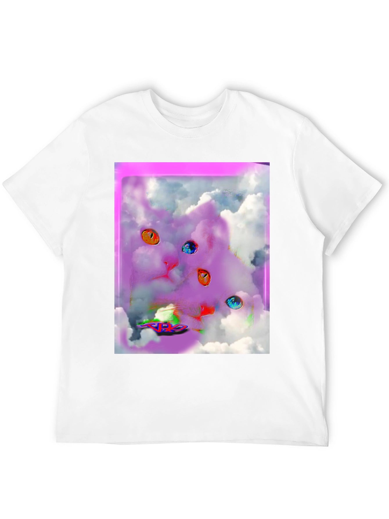 Surreal Cat Graphic Tee - Black Cotton Comfort