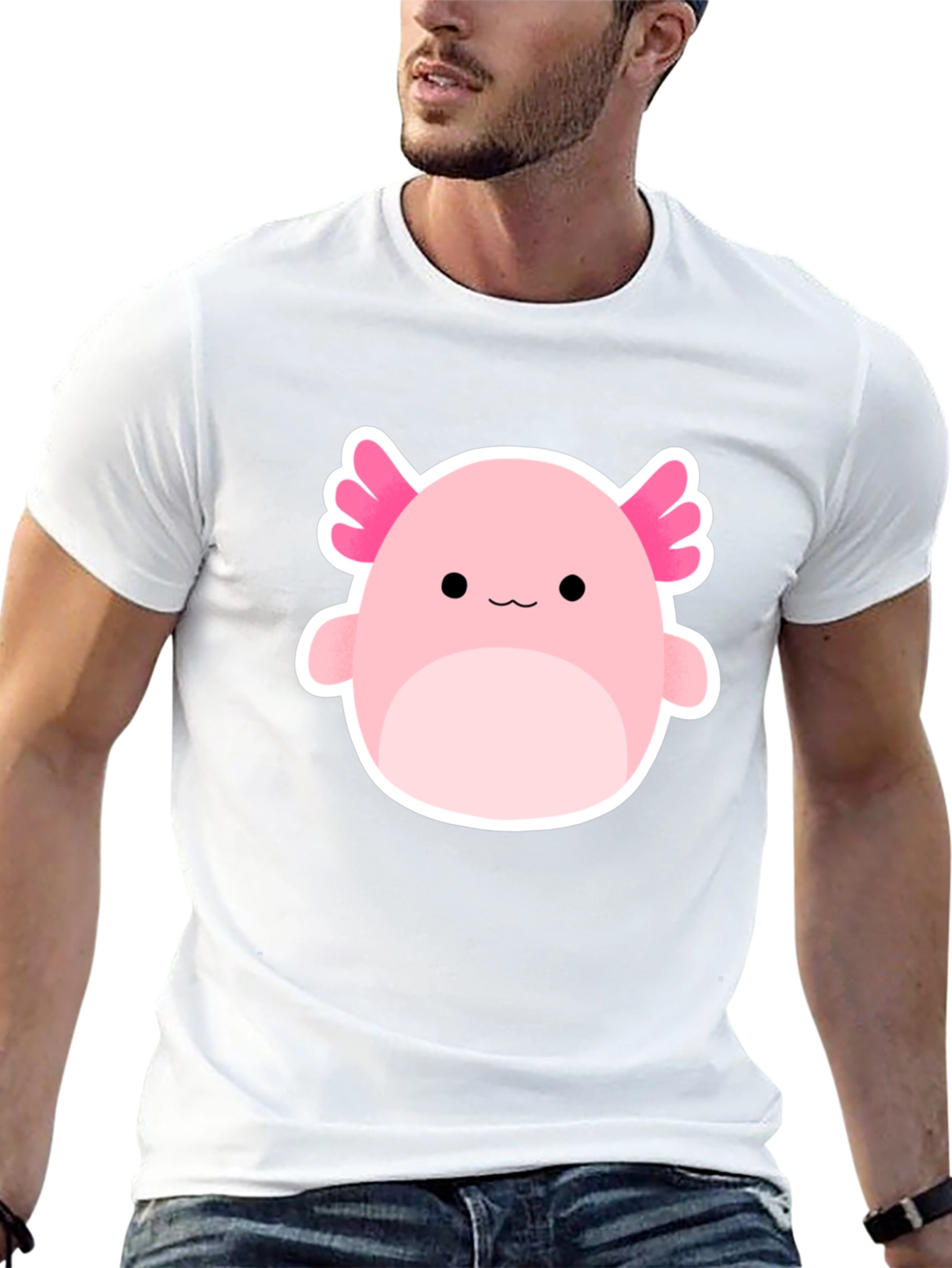 Axolotl Squishmallow Graphic Tee - Black Cotton Blend