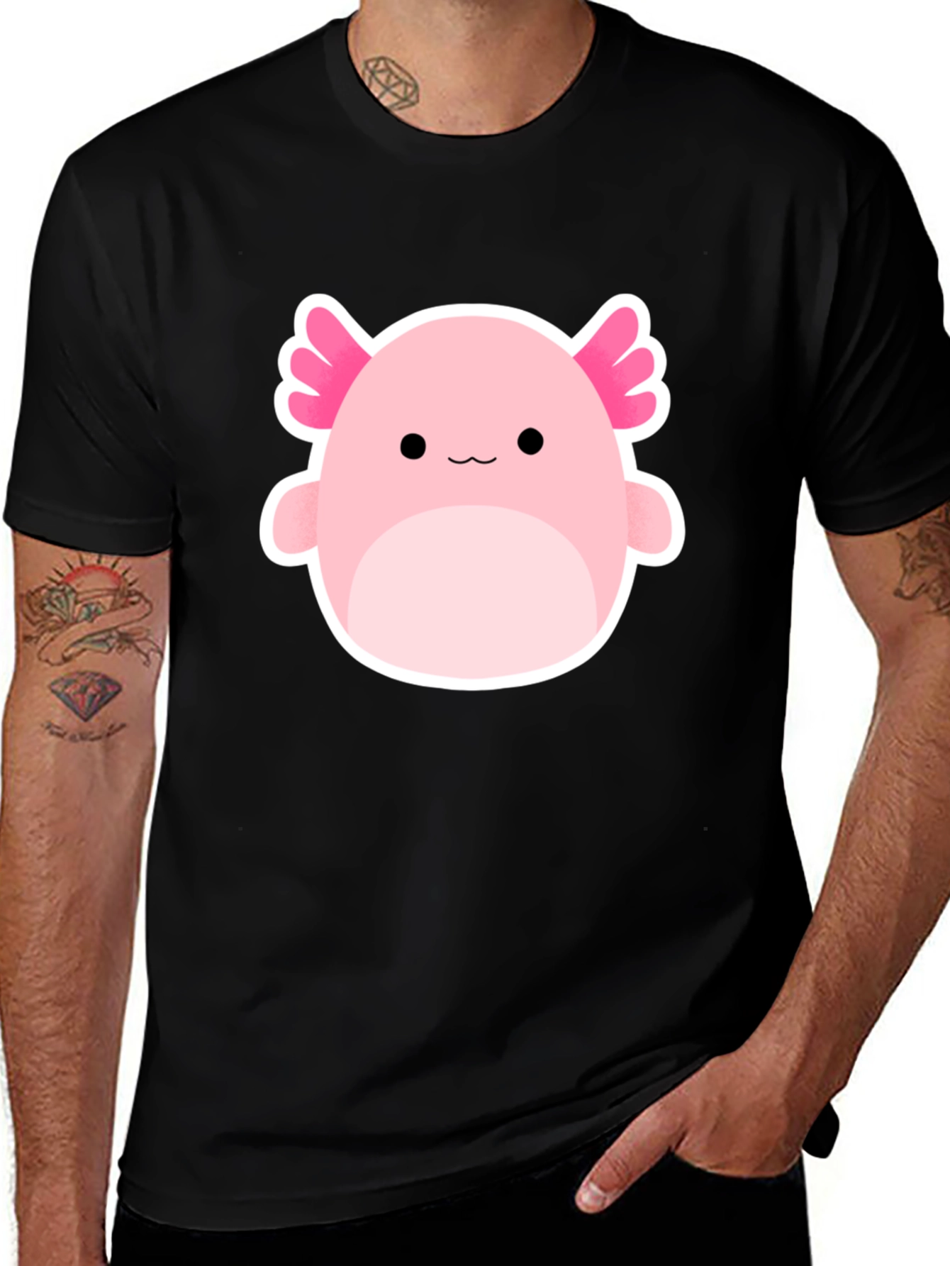 Axolotl Squishmallow Graphic Tee - Black Cotton Blend