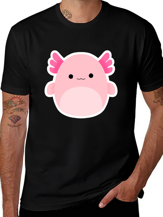 Axolotl Squishmallow Graphic Tee - Black Cotton Blend