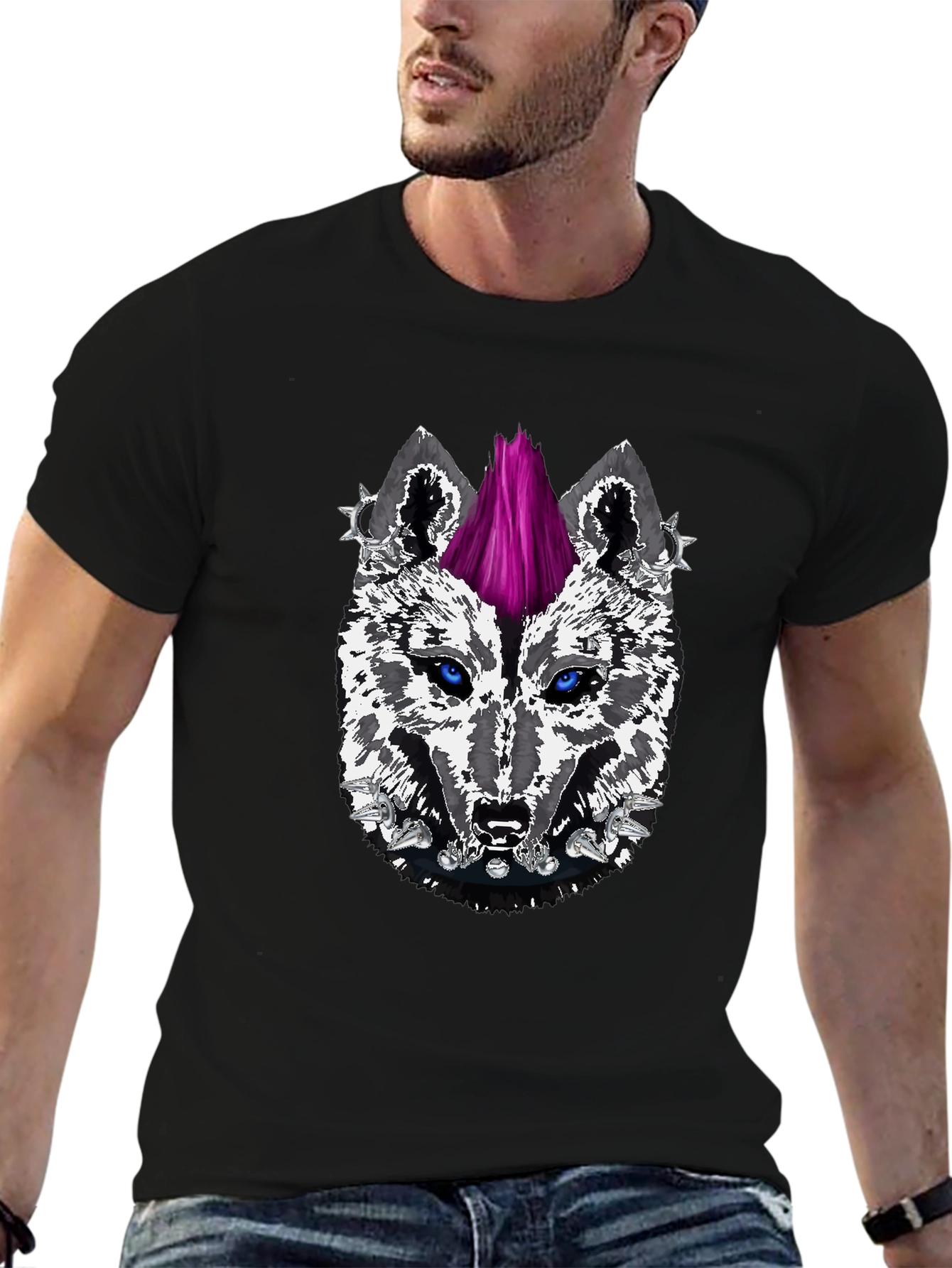 Punk Wolf Graphic Tee - Fierce Style