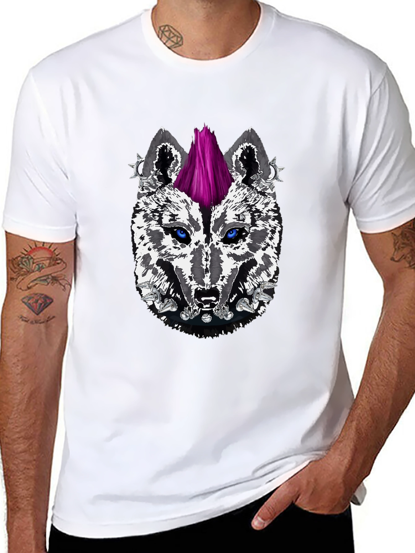 Punk Wolf Graphic Tee - Fierce Style