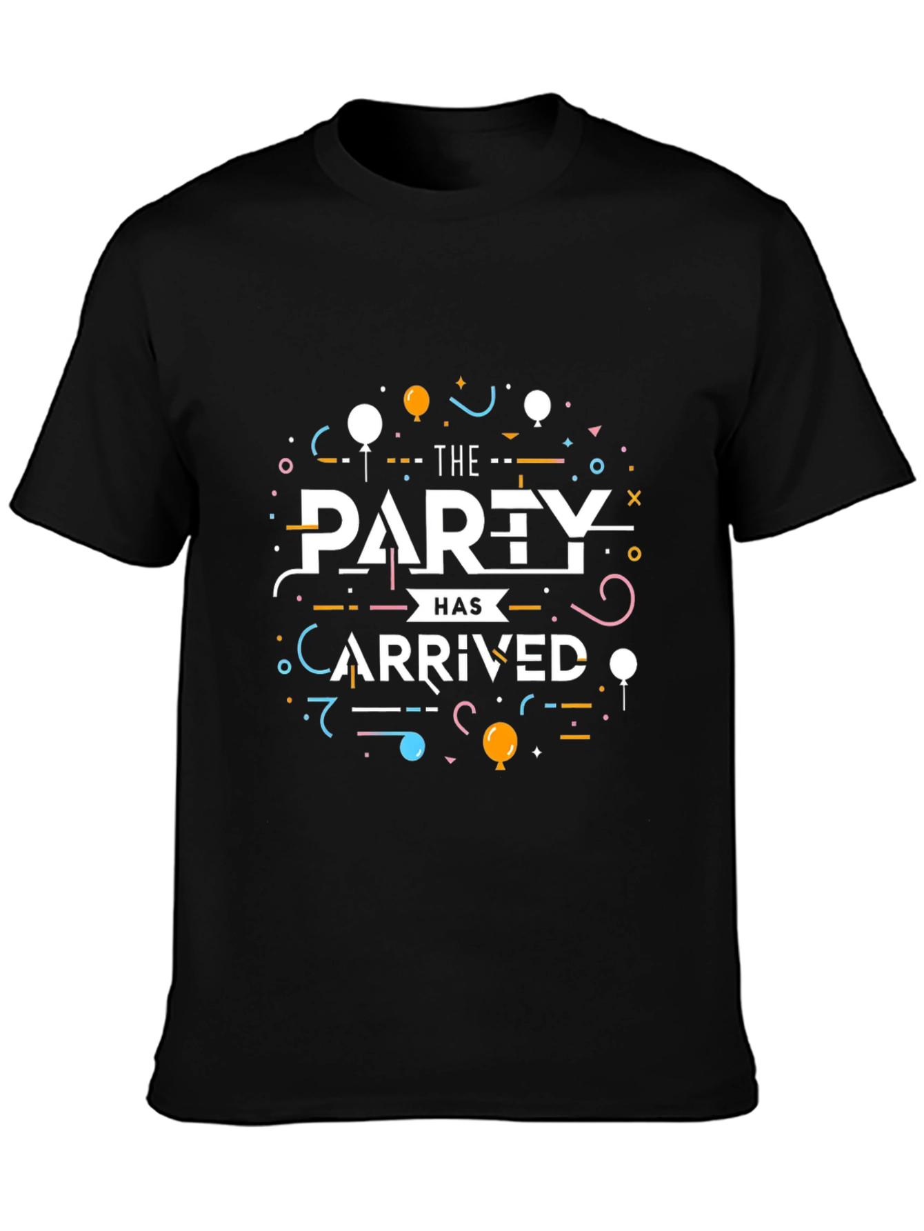The Party Has Arrived Black Graphic Tee