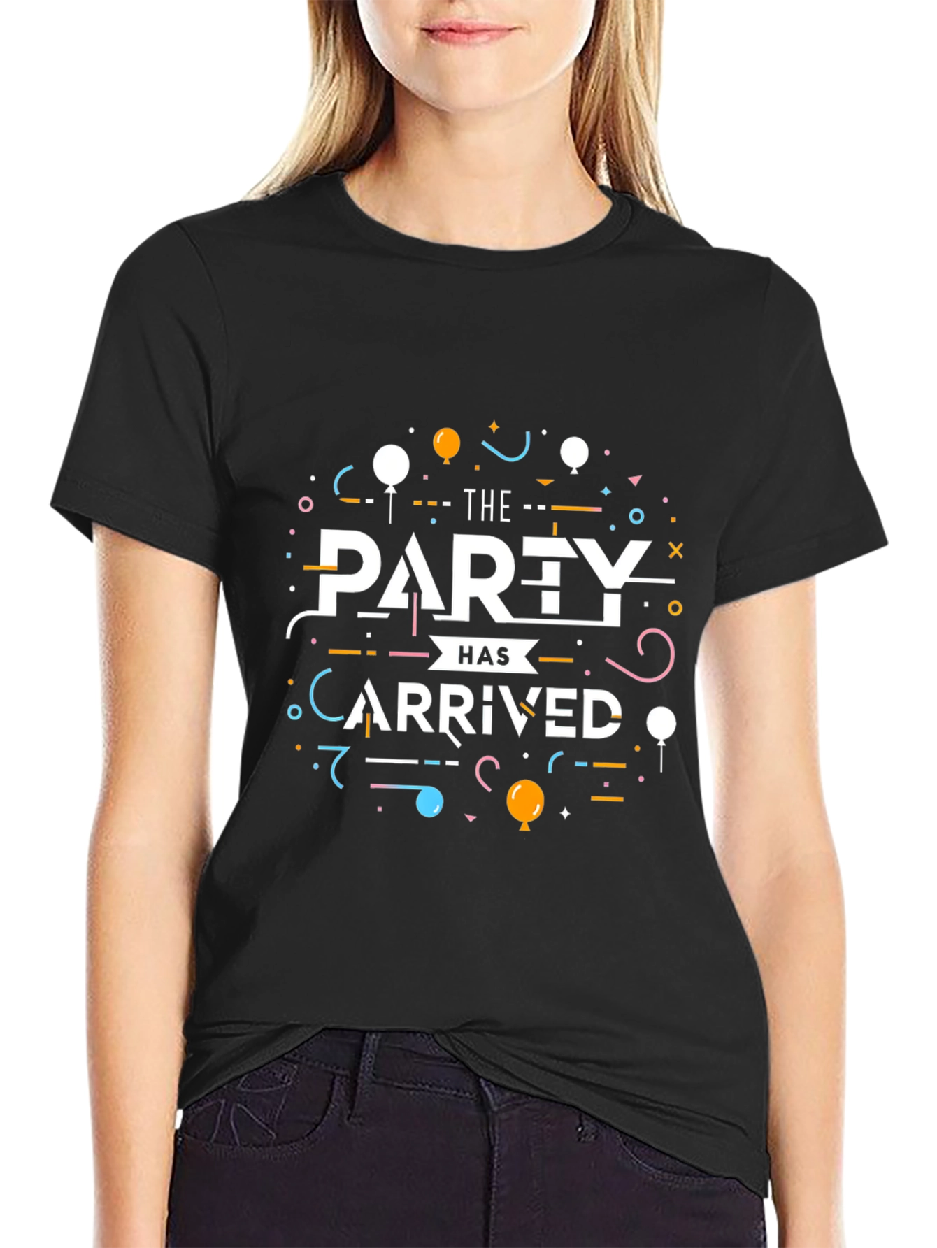 The Party Has Arrived Black Graphic Tee