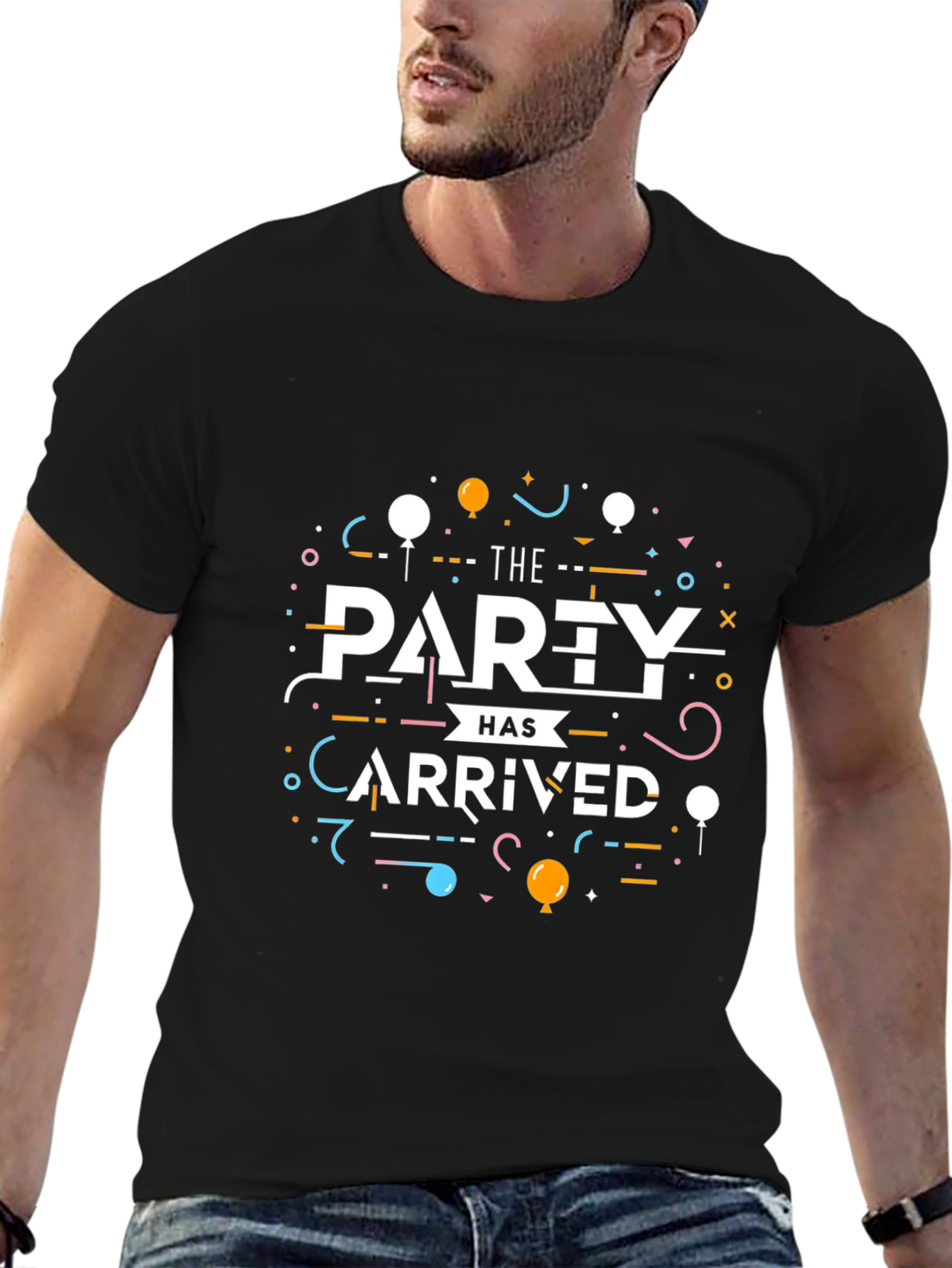 The Party Has Arrived Black Graphic Tee