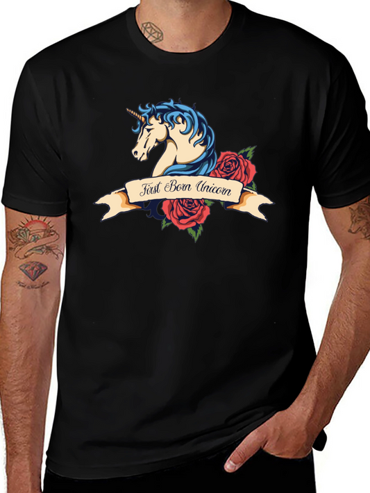 First Born Unicorn Graphic Tee - Black Unisex T-Shirt