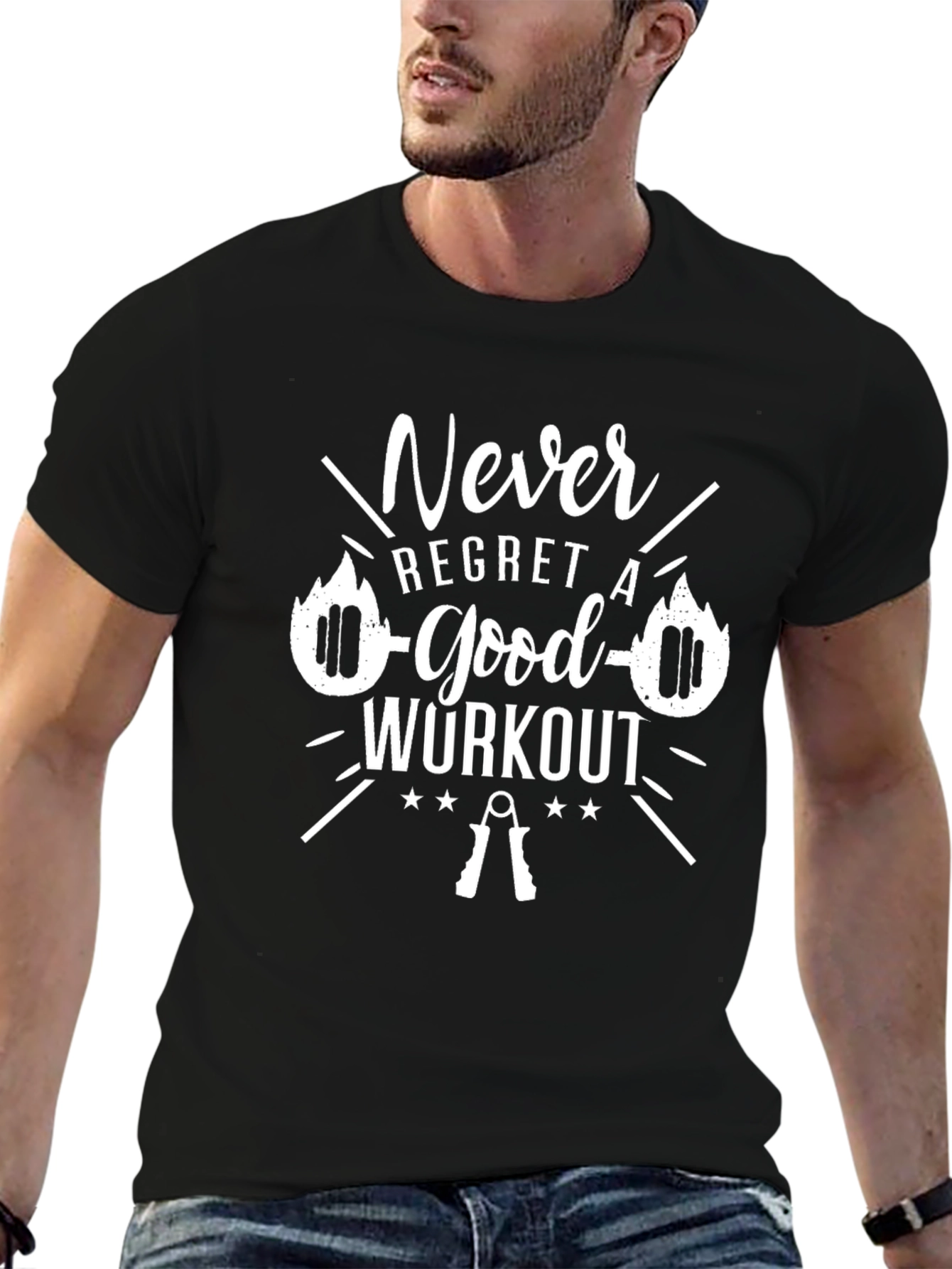 Never Regret Good Workout Black T-Shirt