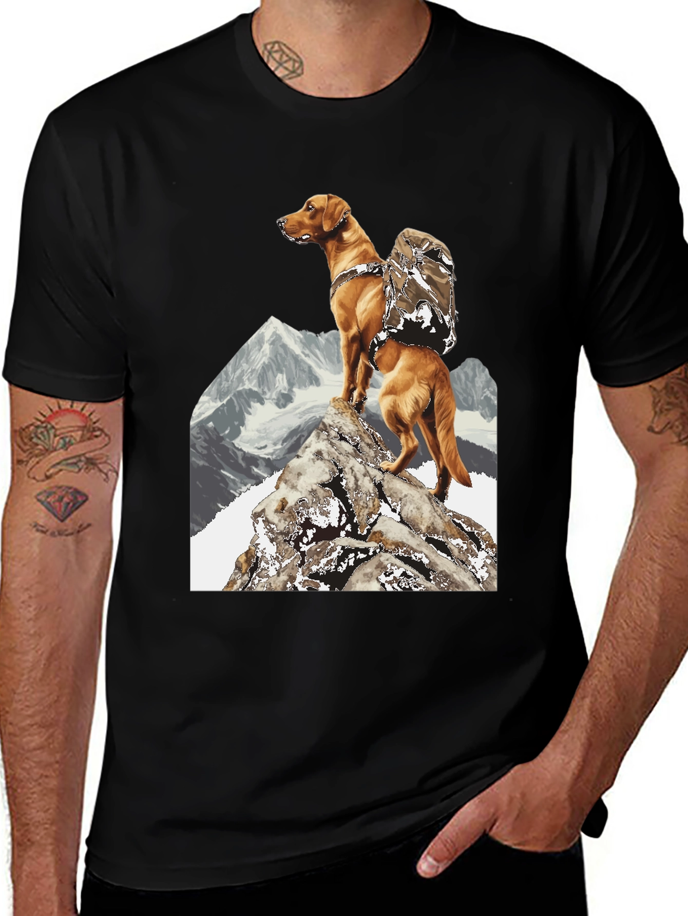 Hiking Dog Graphic Tee - Adventure Ready!