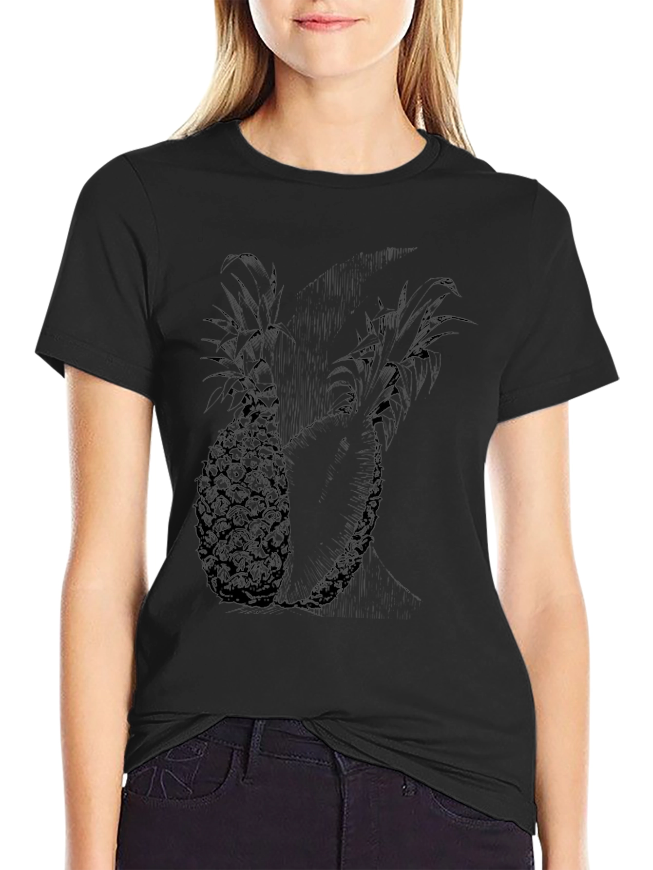 Pineapple Graphic Black Tee