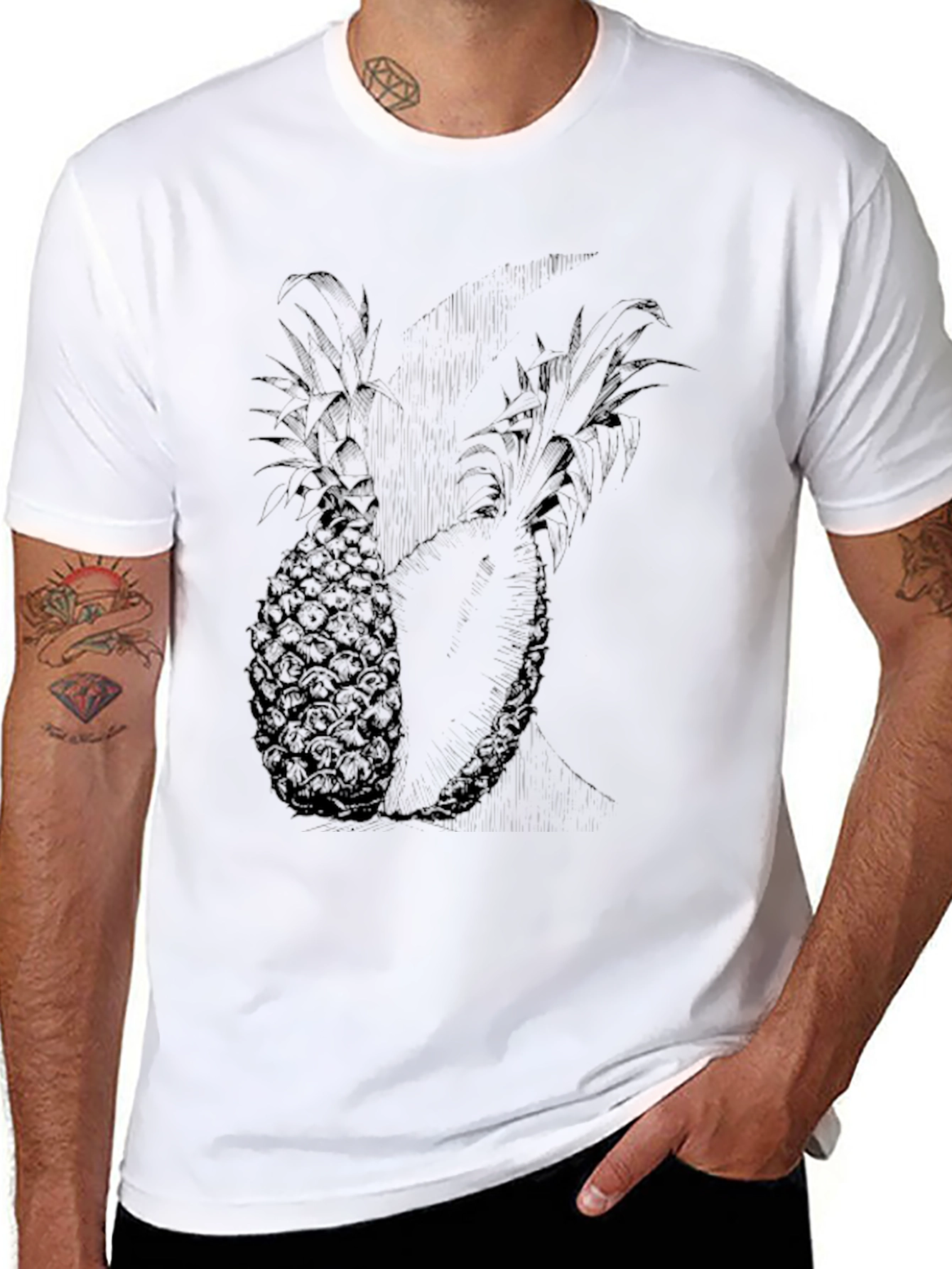 Pineapple Graphic Black Tee