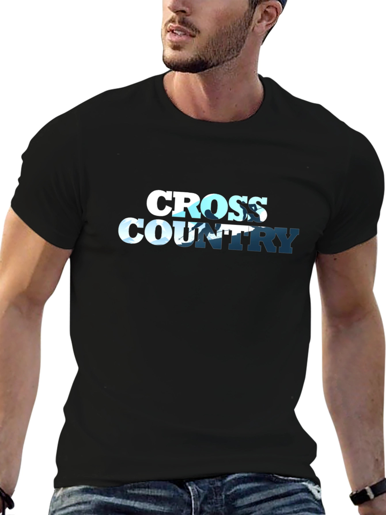 Cross Country Running Graphic Tee - Black