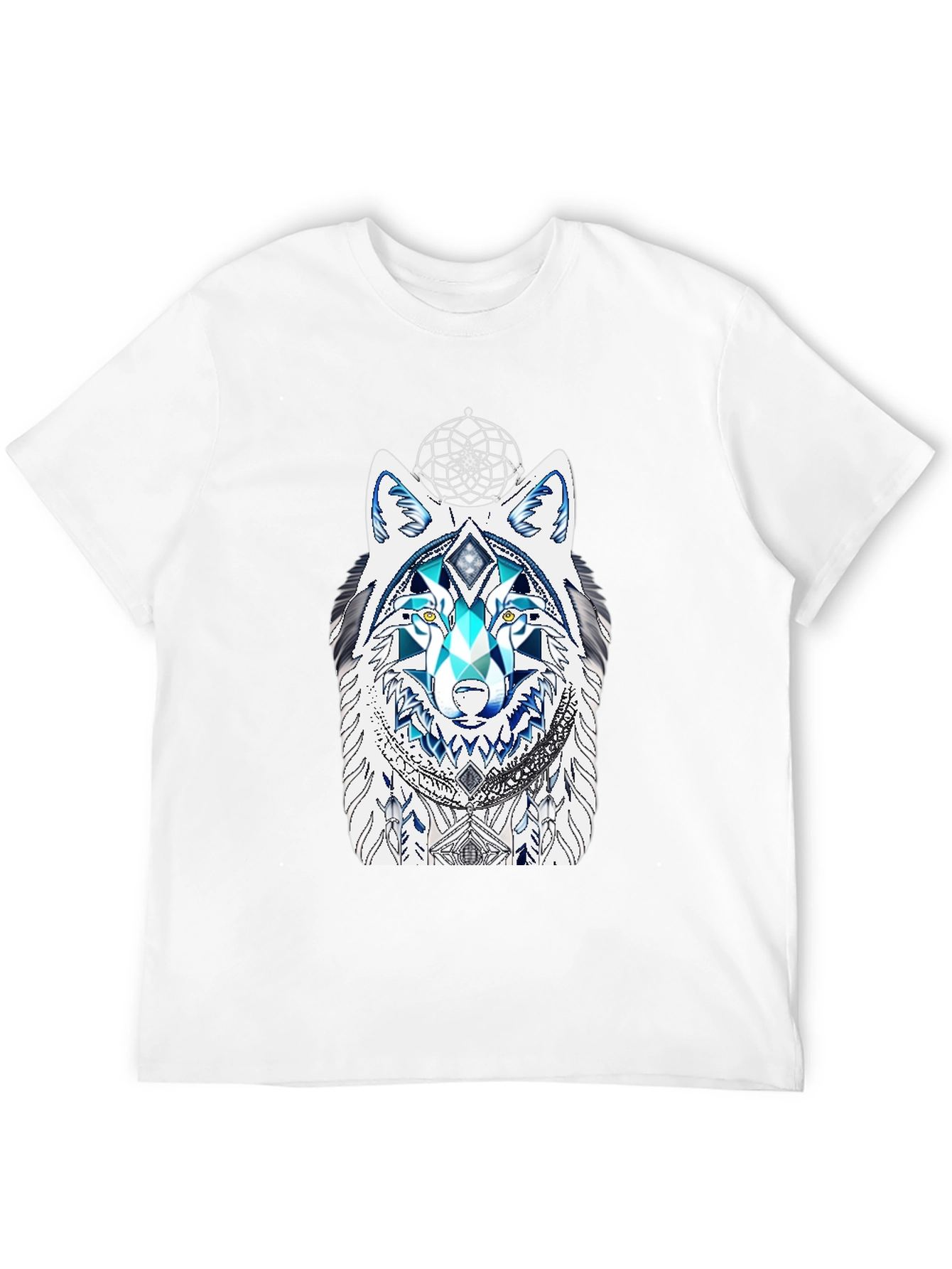 Wolf Graphic Tee - Geometric Dreamcatcher Design