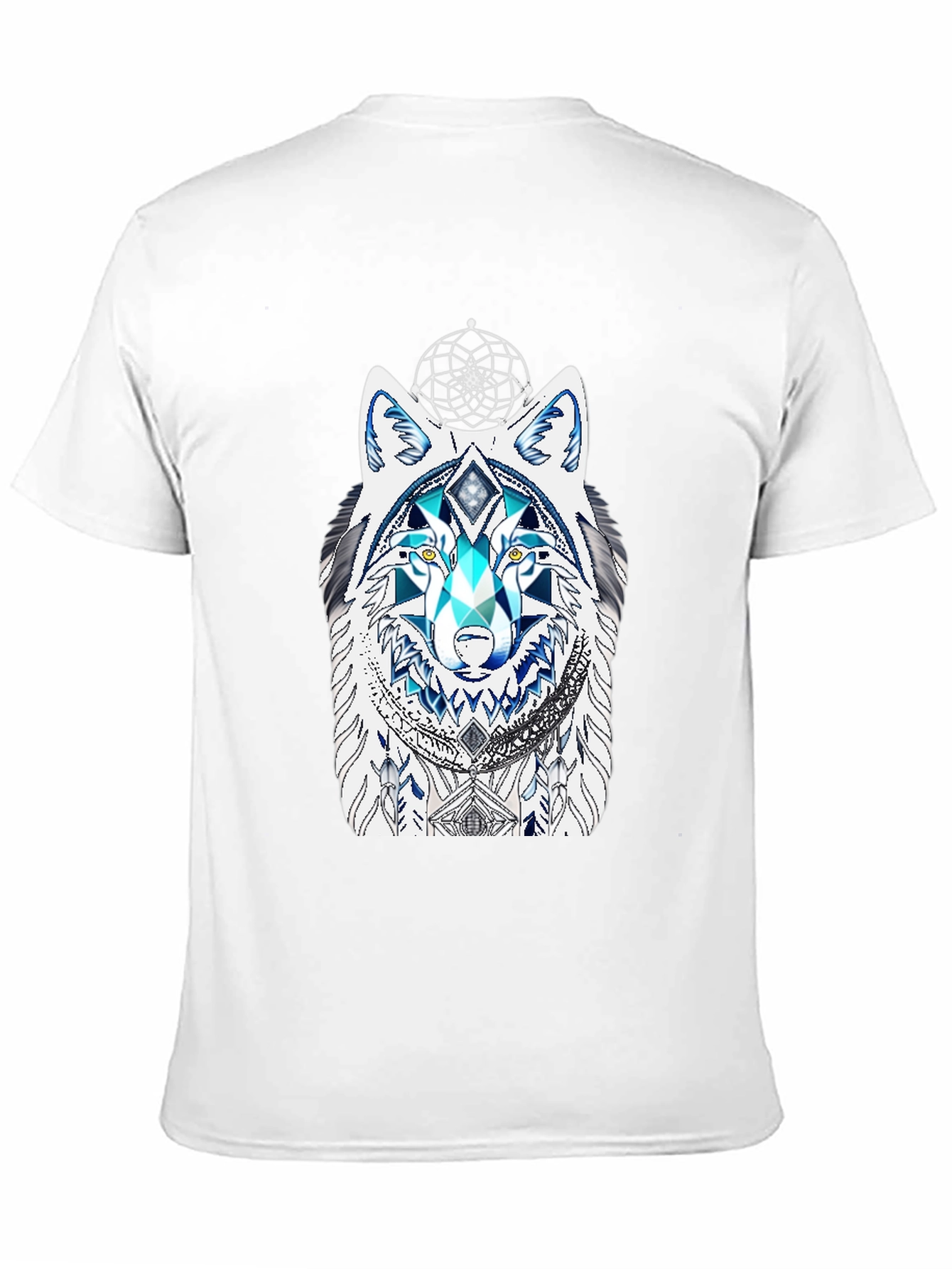 Wolf Graphic Tee - Geometric Dreamcatcher Design