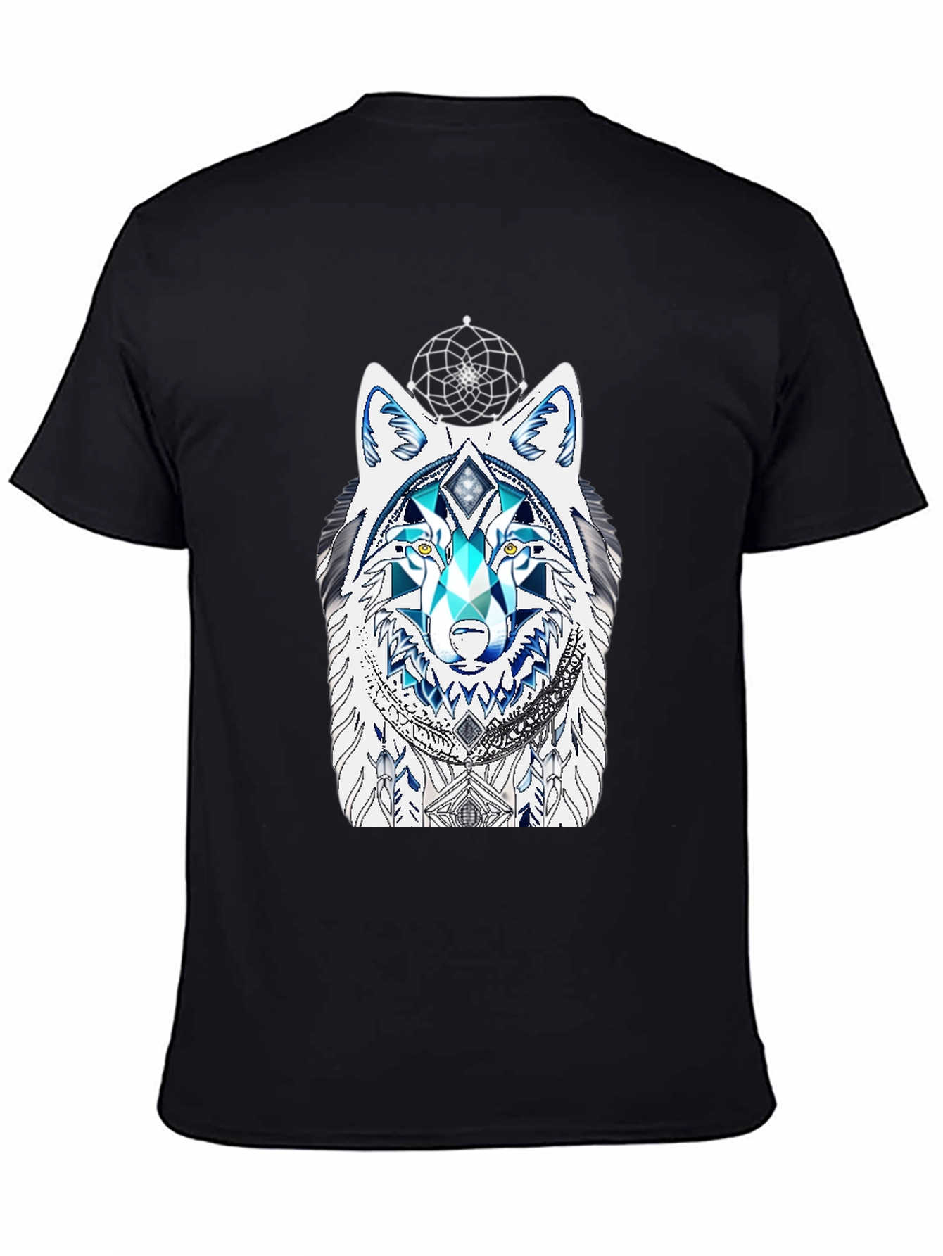 Wolf Graphic Tee - Geometric Dreamcatcher Design