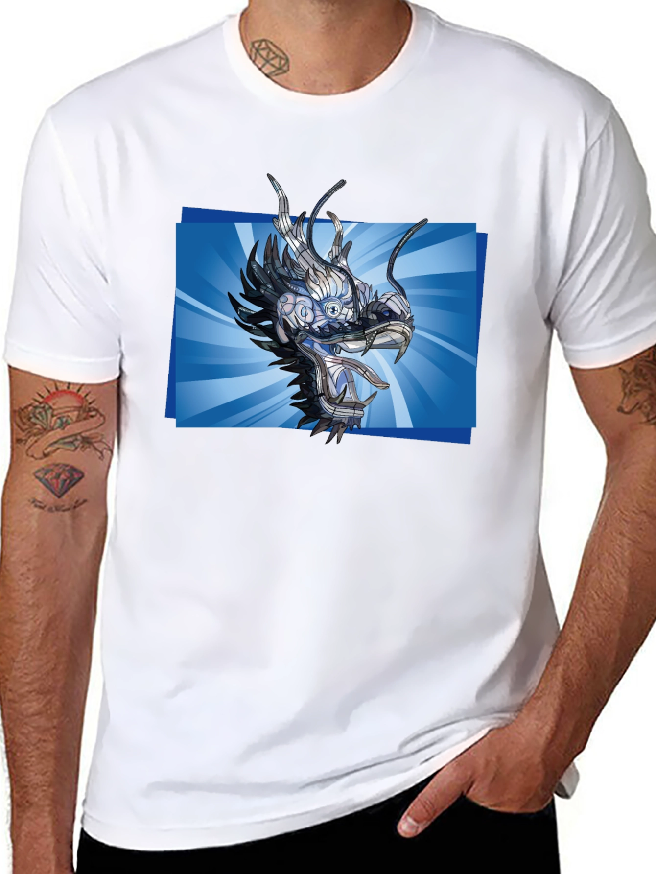 Cyber Dragon T-Shirt - Futuristic Anime Style