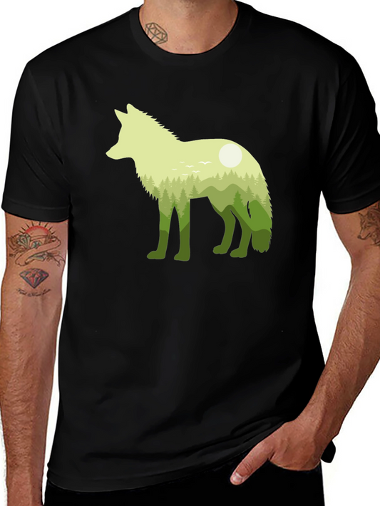 Nature Wolf Graphic Tee - Mens Black T-Shirt