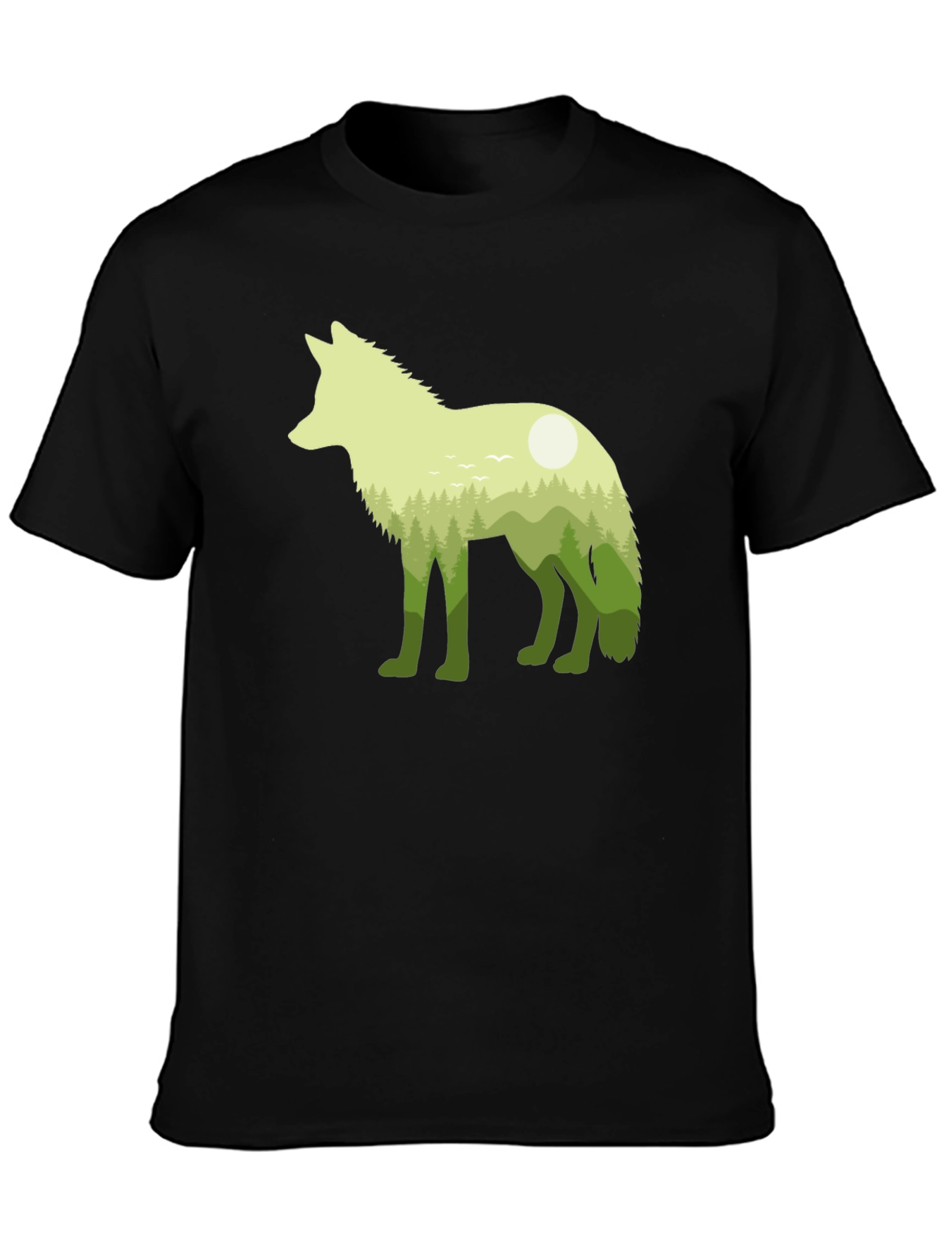 Nature Wolf Graphic Tee - Mens Black T-Shirt