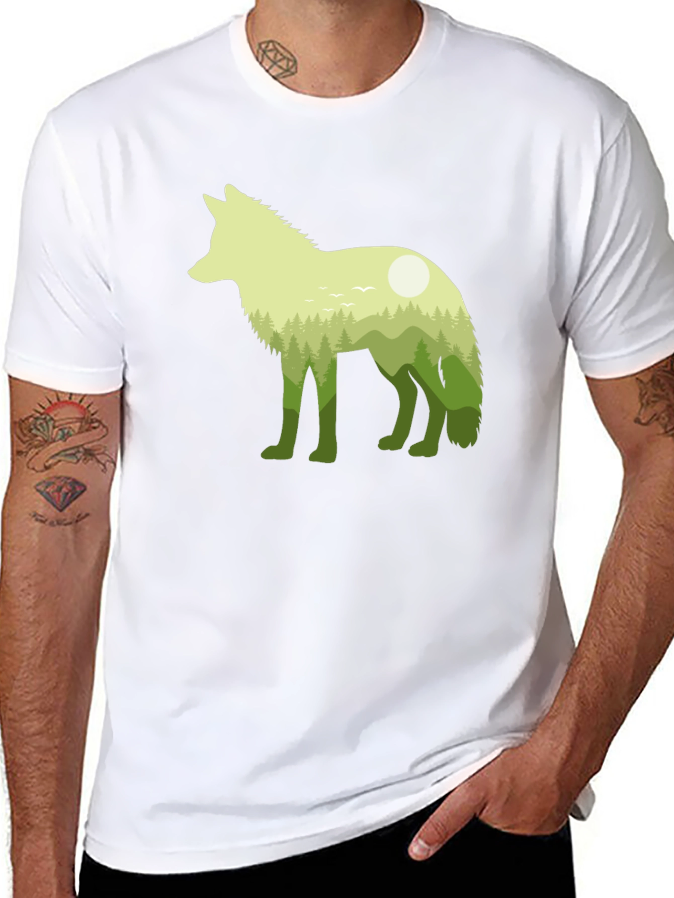 Nature Wolf Graphic Tee - Mens Black T-Shirt