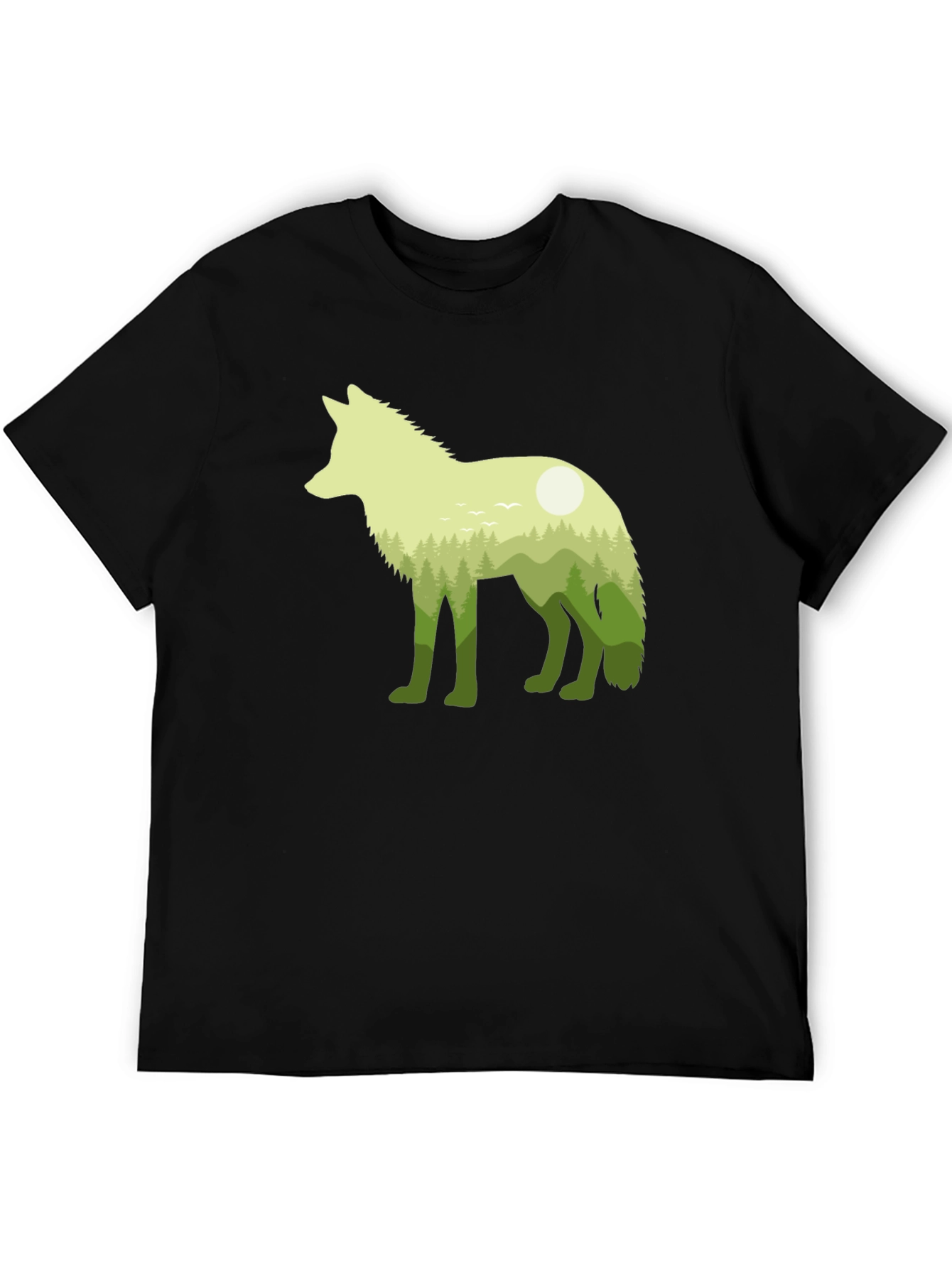 Nature Wolf Graphic Tee - Mens Black T-Shirt