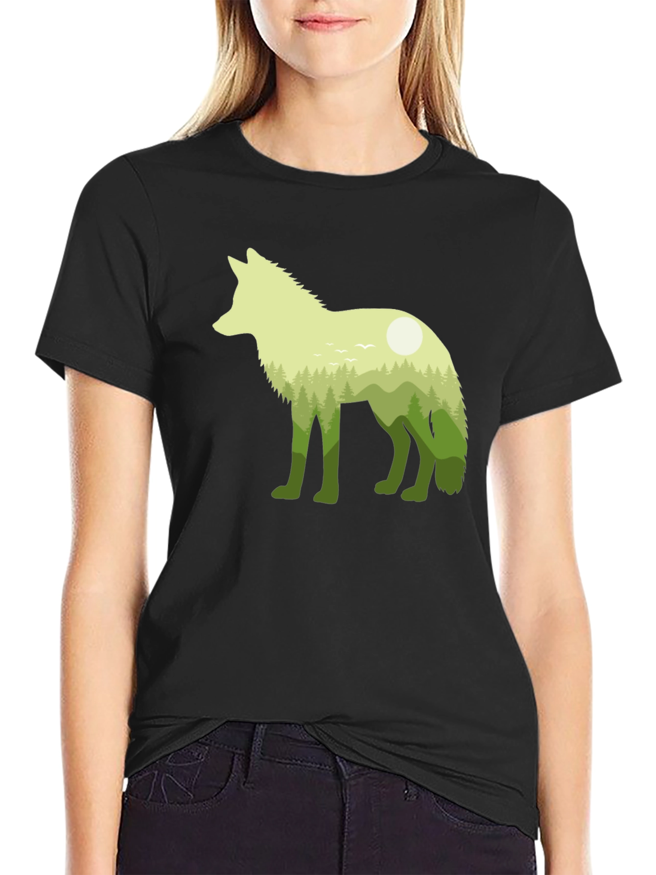 Nature Wolf Graphic Tee - Mens Black T-Shirt