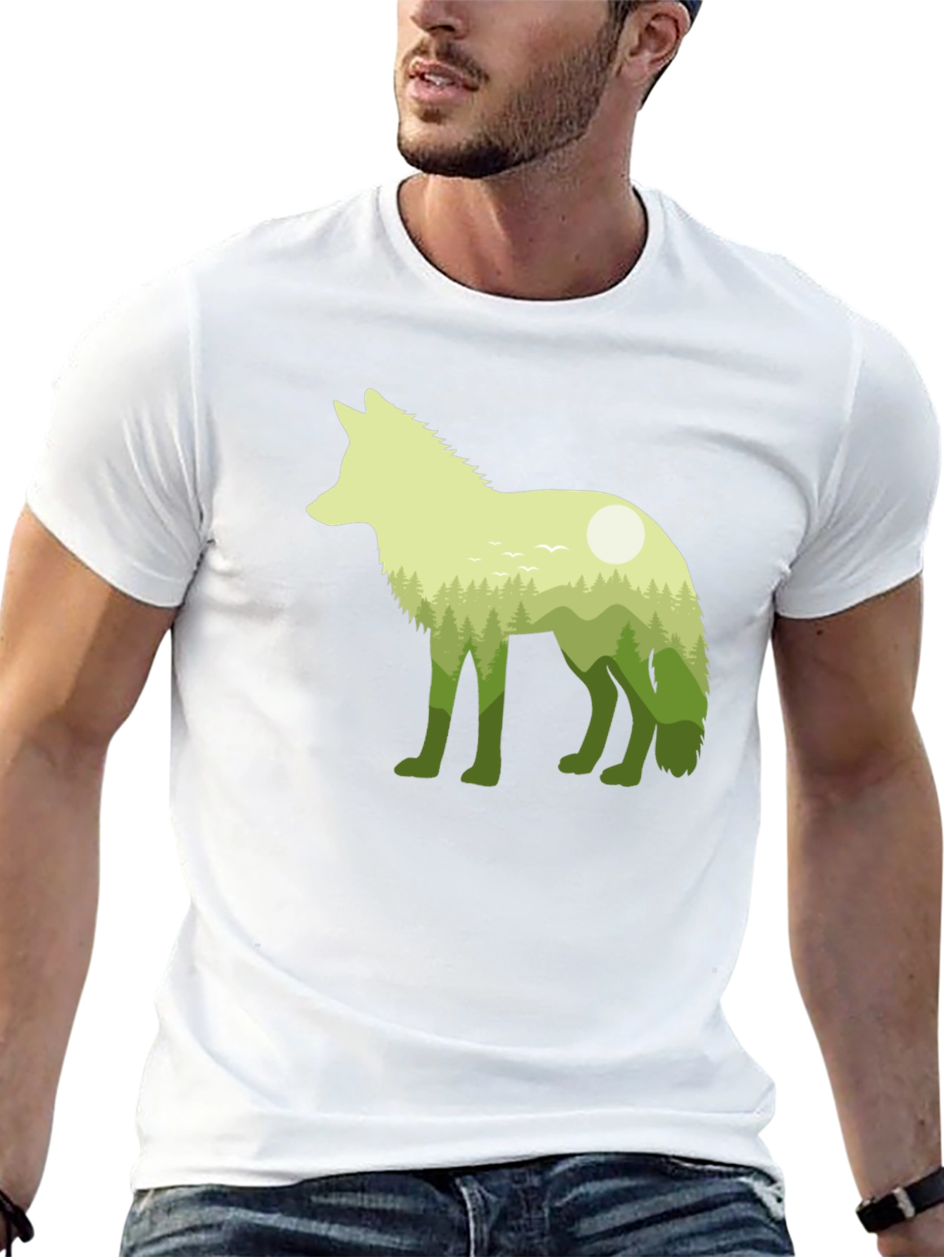 Nature Wolf Graphic Tee - Mens Black T-Shirt