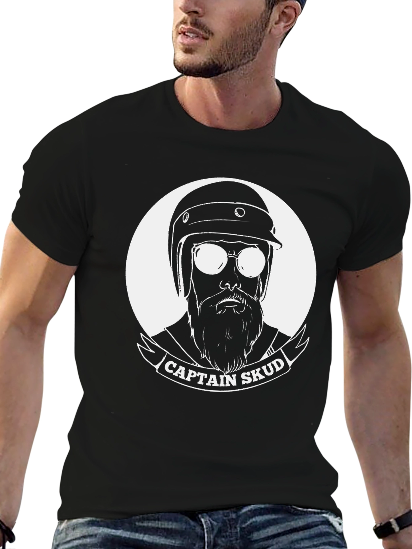Captain Skud Graphic Tee - Retro Biker Design