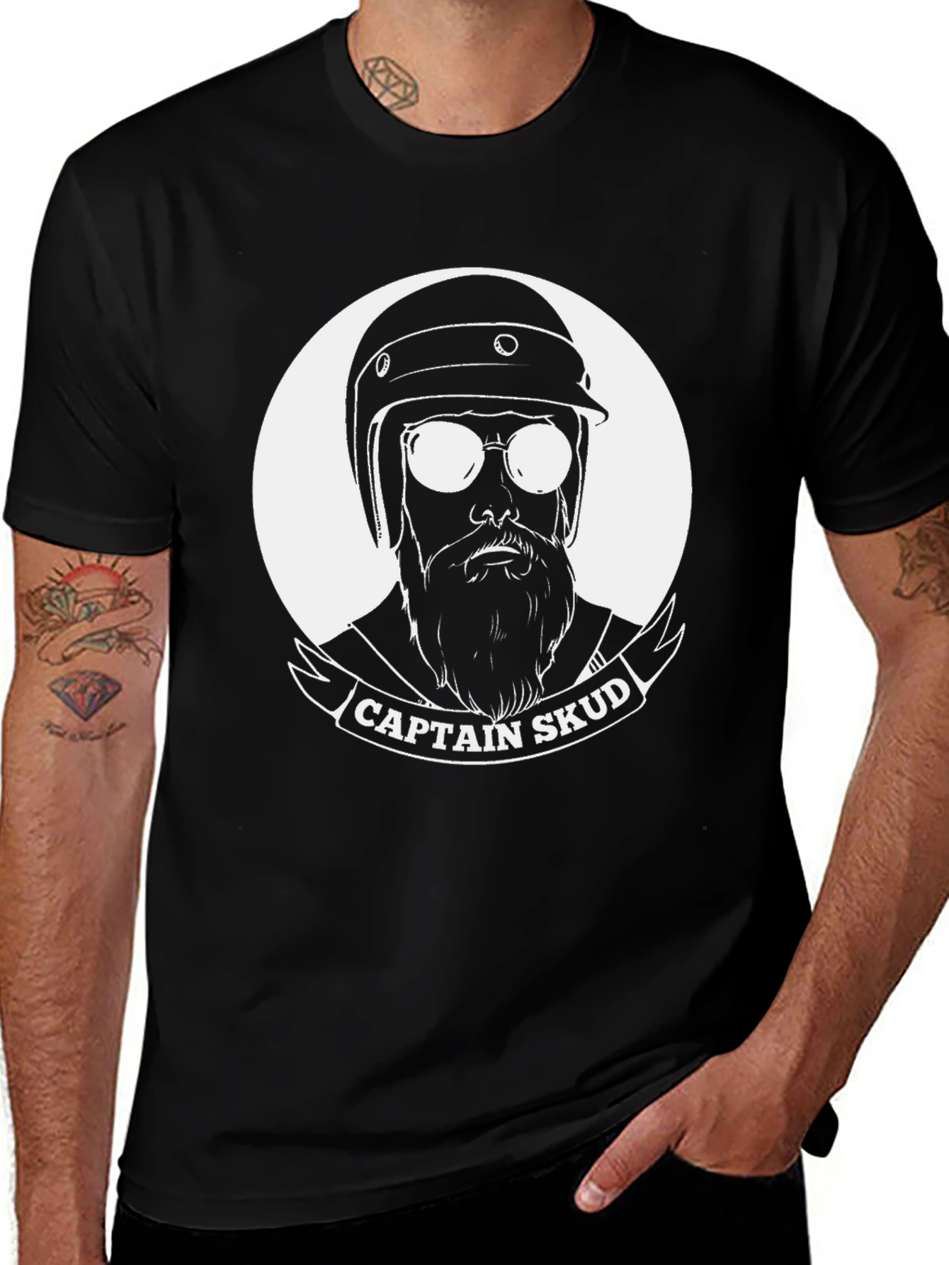 Captain Skud Graphic Tee - Retro Biker Design