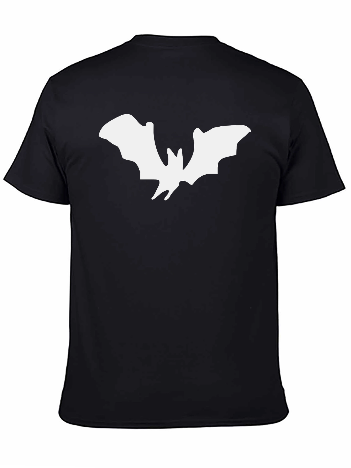 Mens Black T-Shirt with White Bat Graphic