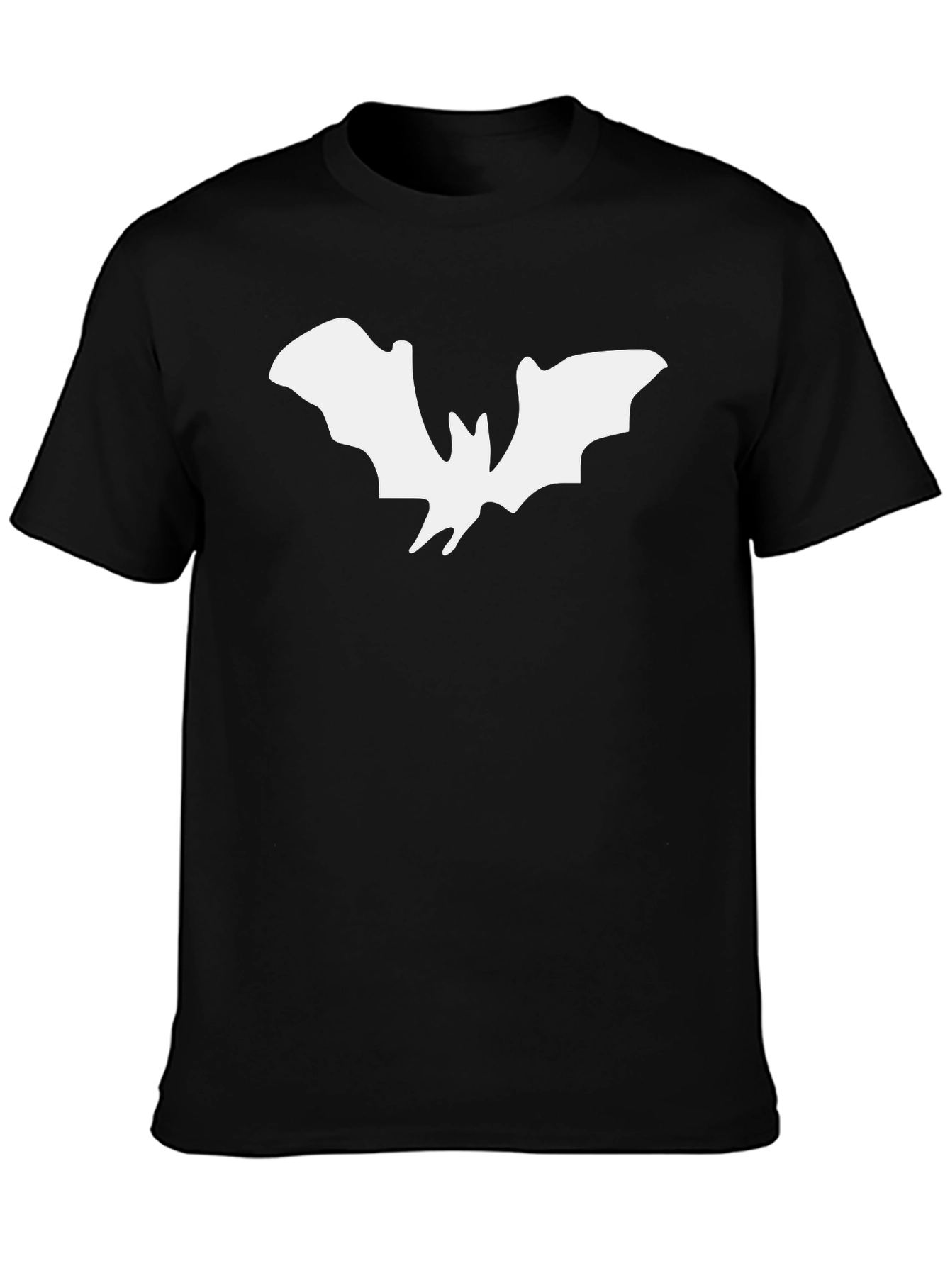 Mens Black T-Shirt with White Bat Graphic