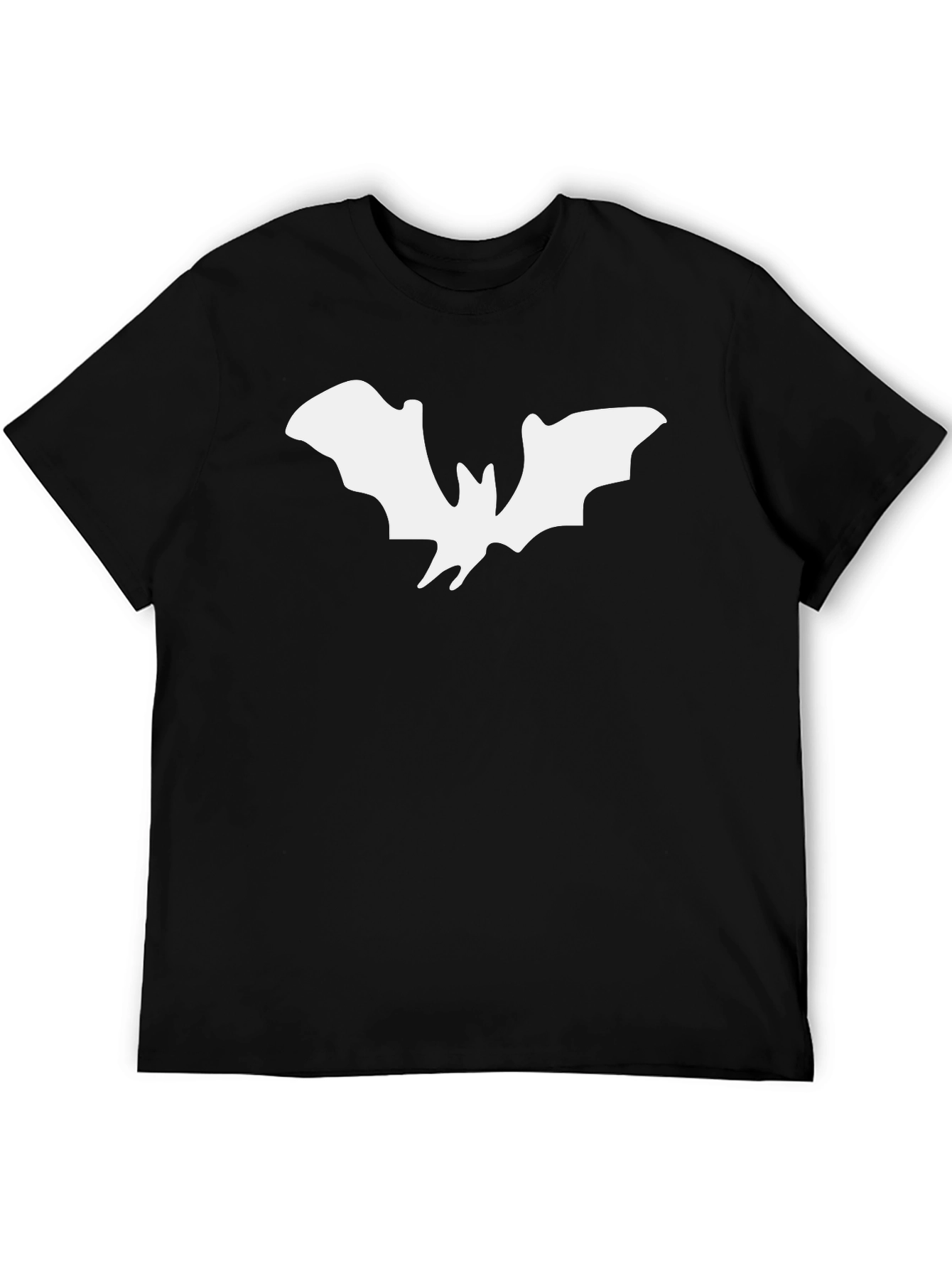 Mens Black T-Shirt with White Bat Graphic
