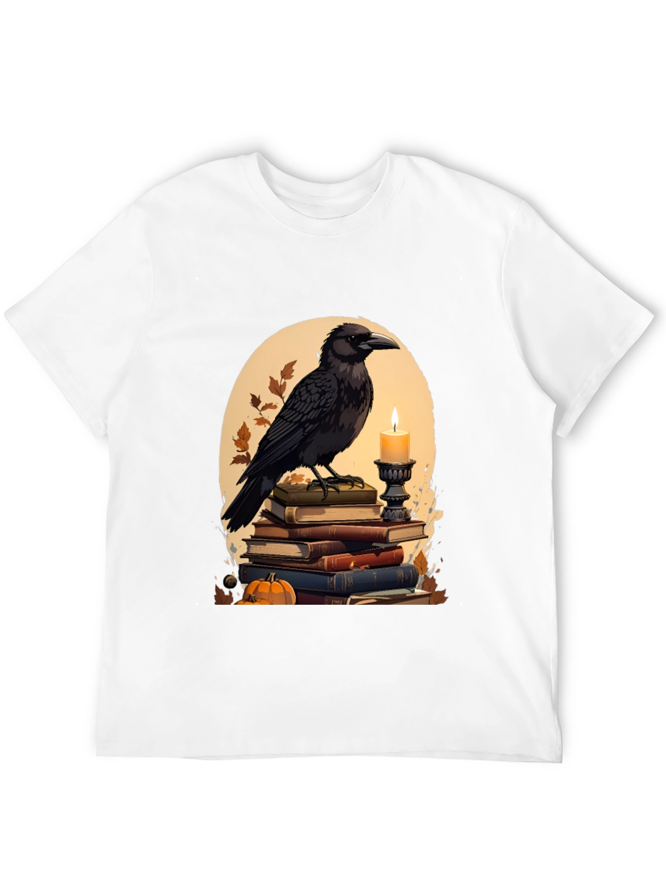 Raven on Books T-Shirt - Literary Dark Academia Style