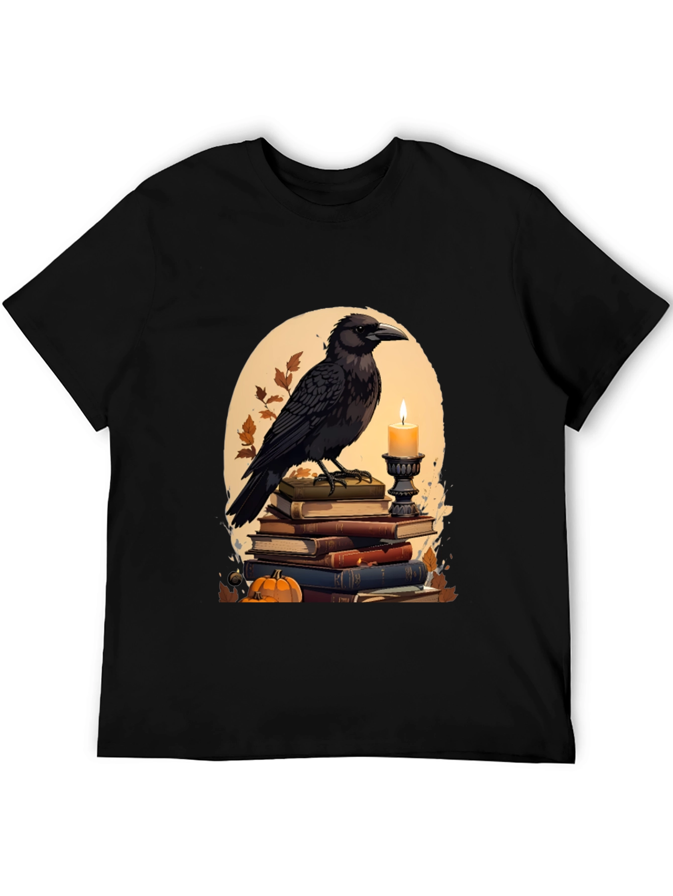 Raven on Books T-Shirt - Literary Dark Academia Style