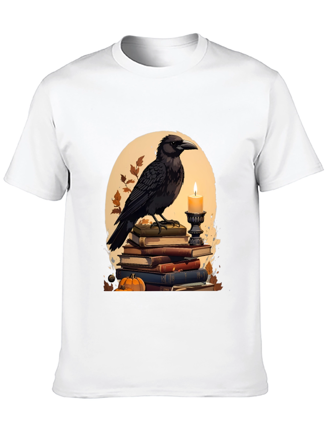 Raven on Books T-Shirt - Literary Dark Academia Style