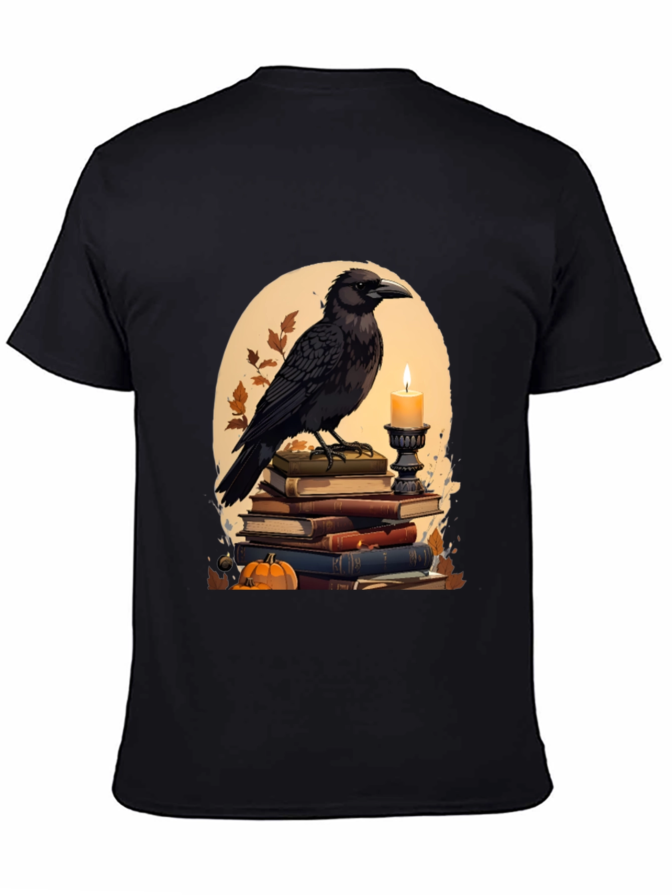 Raven on Books T-Shirt - Literary Dark Academia Style