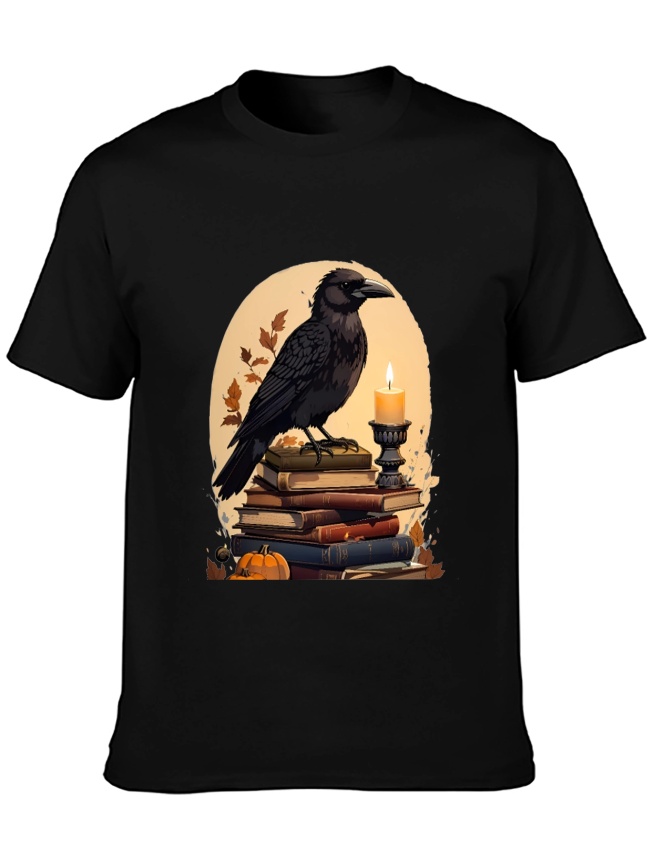 Raven on Books T-Shirt - Literary Dark Academia Style