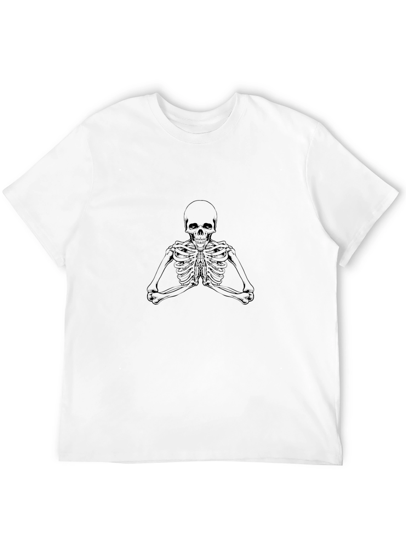 Meditating Skeleton Graphic Tee - Black Cotton T-Shirt