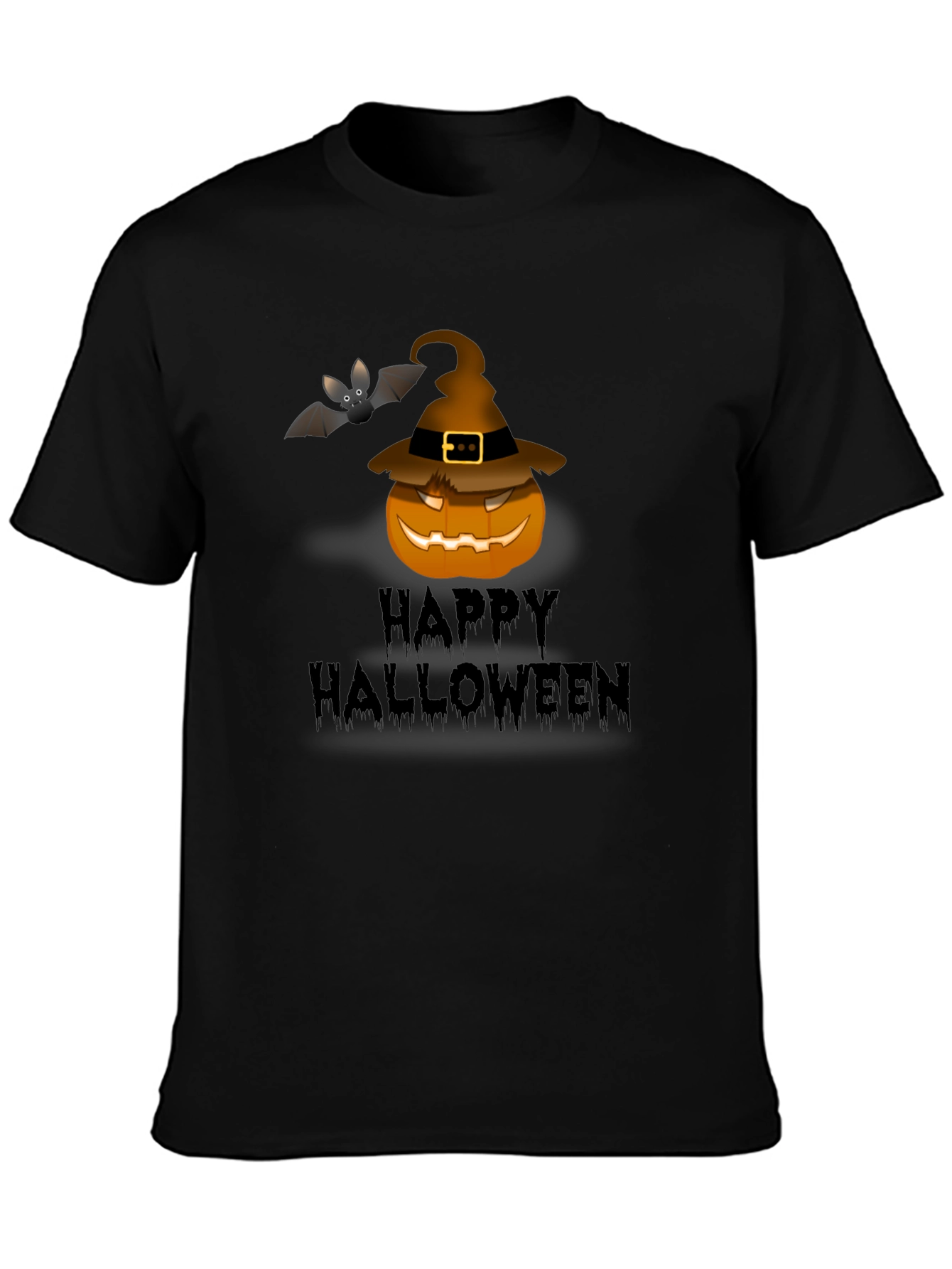 Happy Halloween Pumpkin Bat Graphic T-Shirt