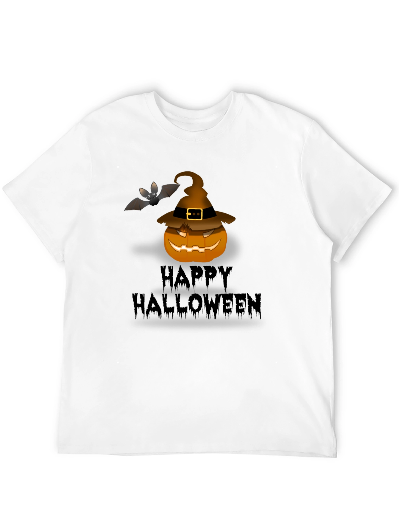 Happy Halloween Pumpkin Bat Graphic T-Shirt