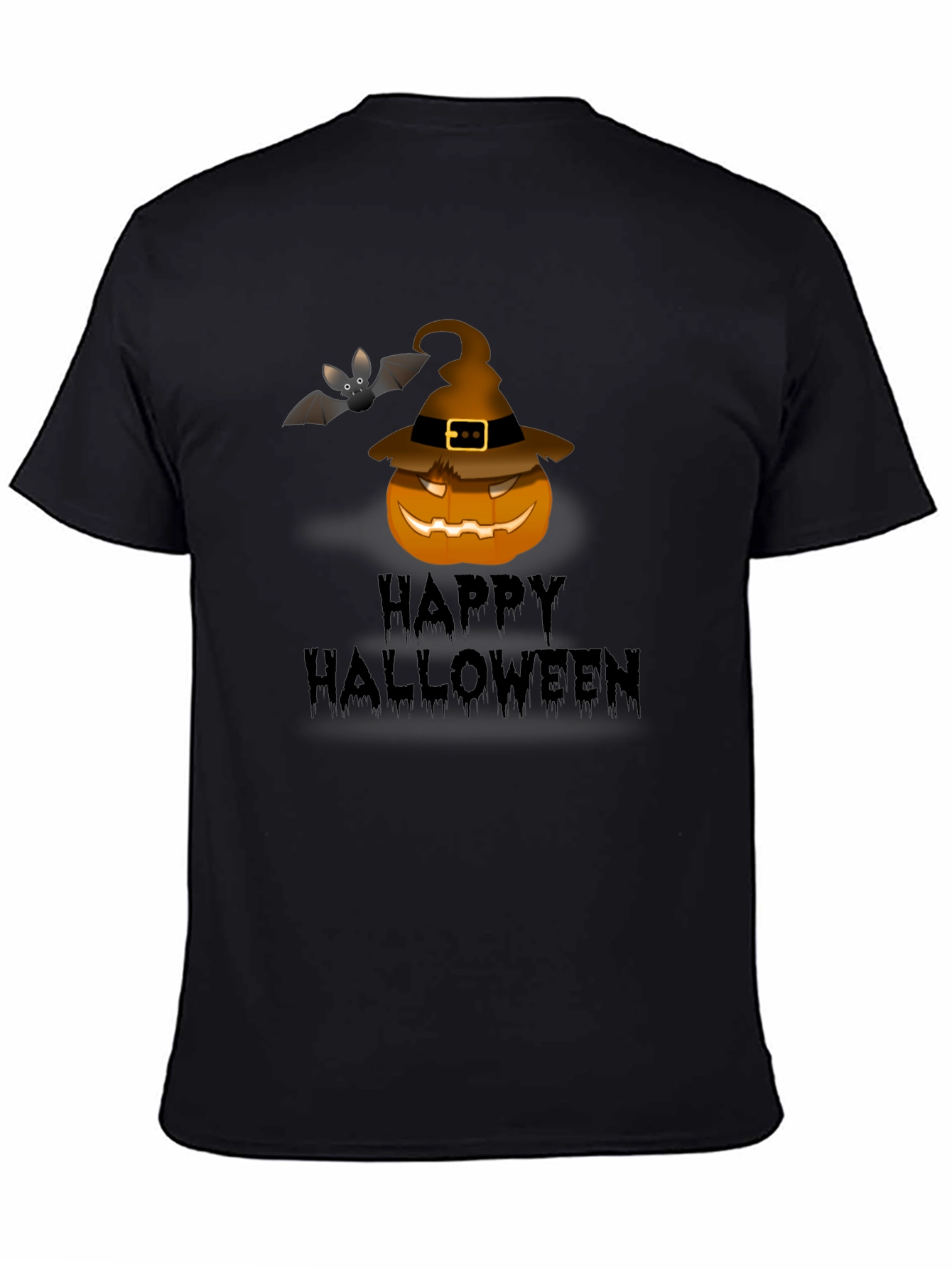 Happy Halloween Pumpkin Bat Graphic T-Shirt