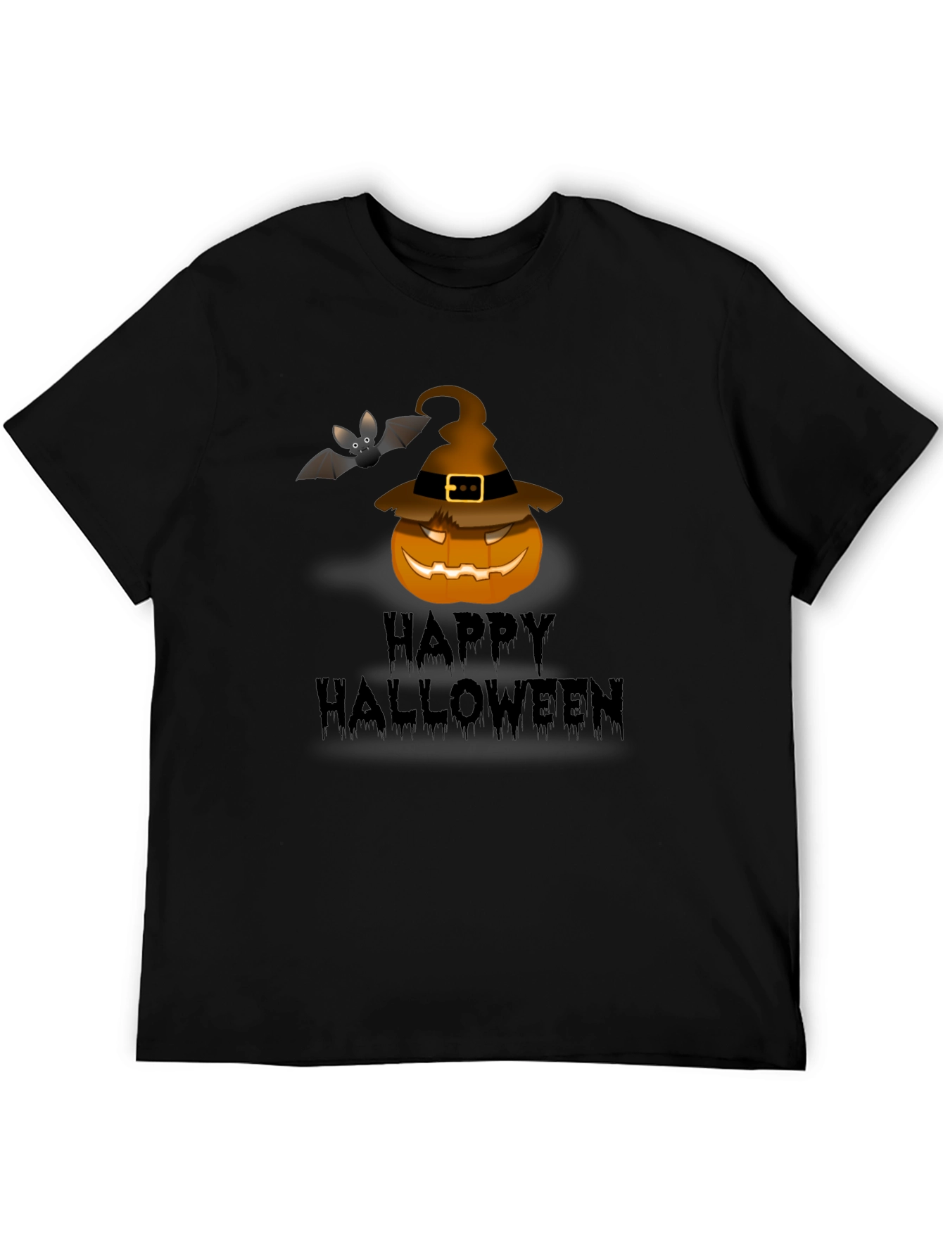 Happy Halloween Pumpkin Bat Graphic T-Shirt