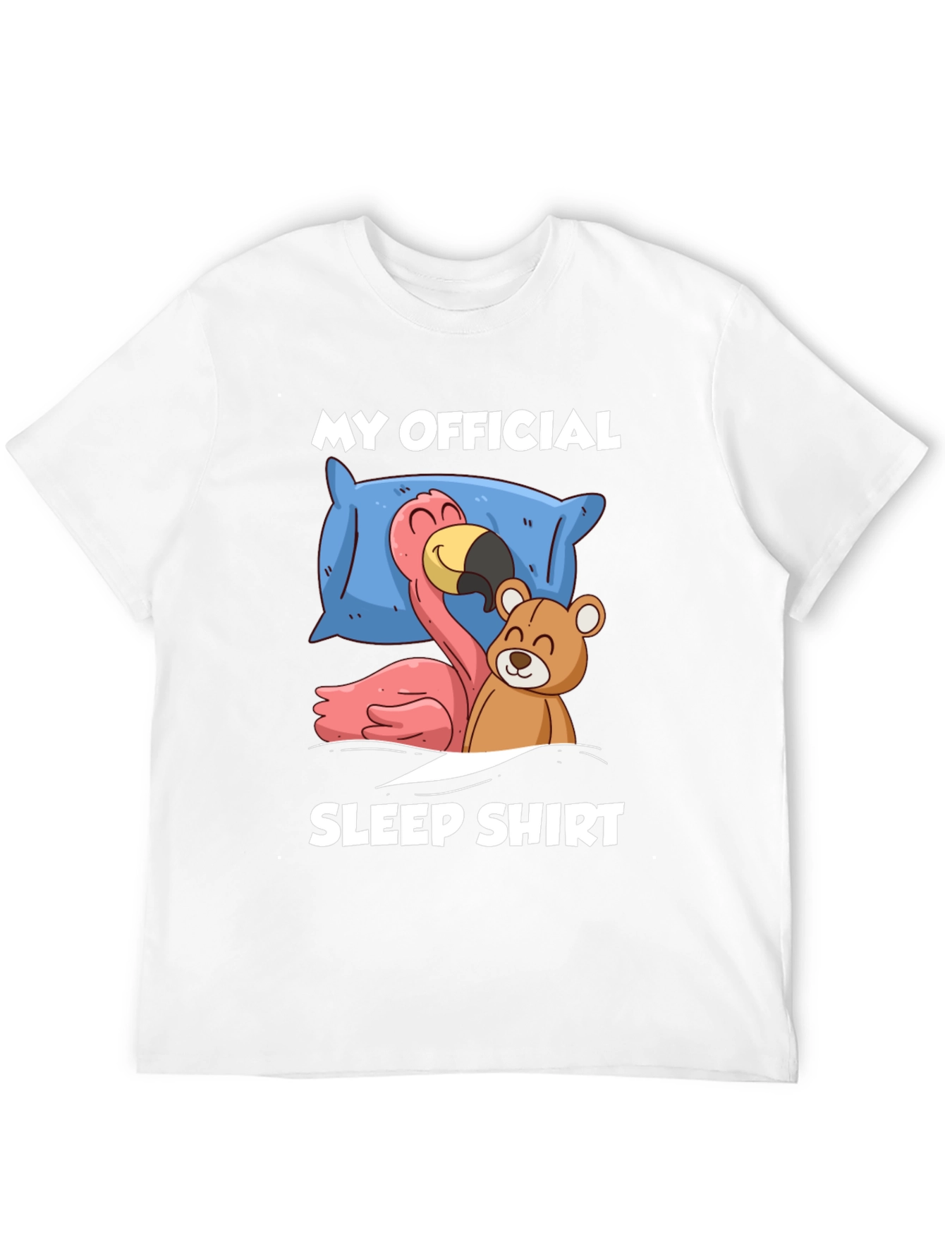 Funny Sleep Shirt: Flamingo & Teddy Bear Graphic Tee